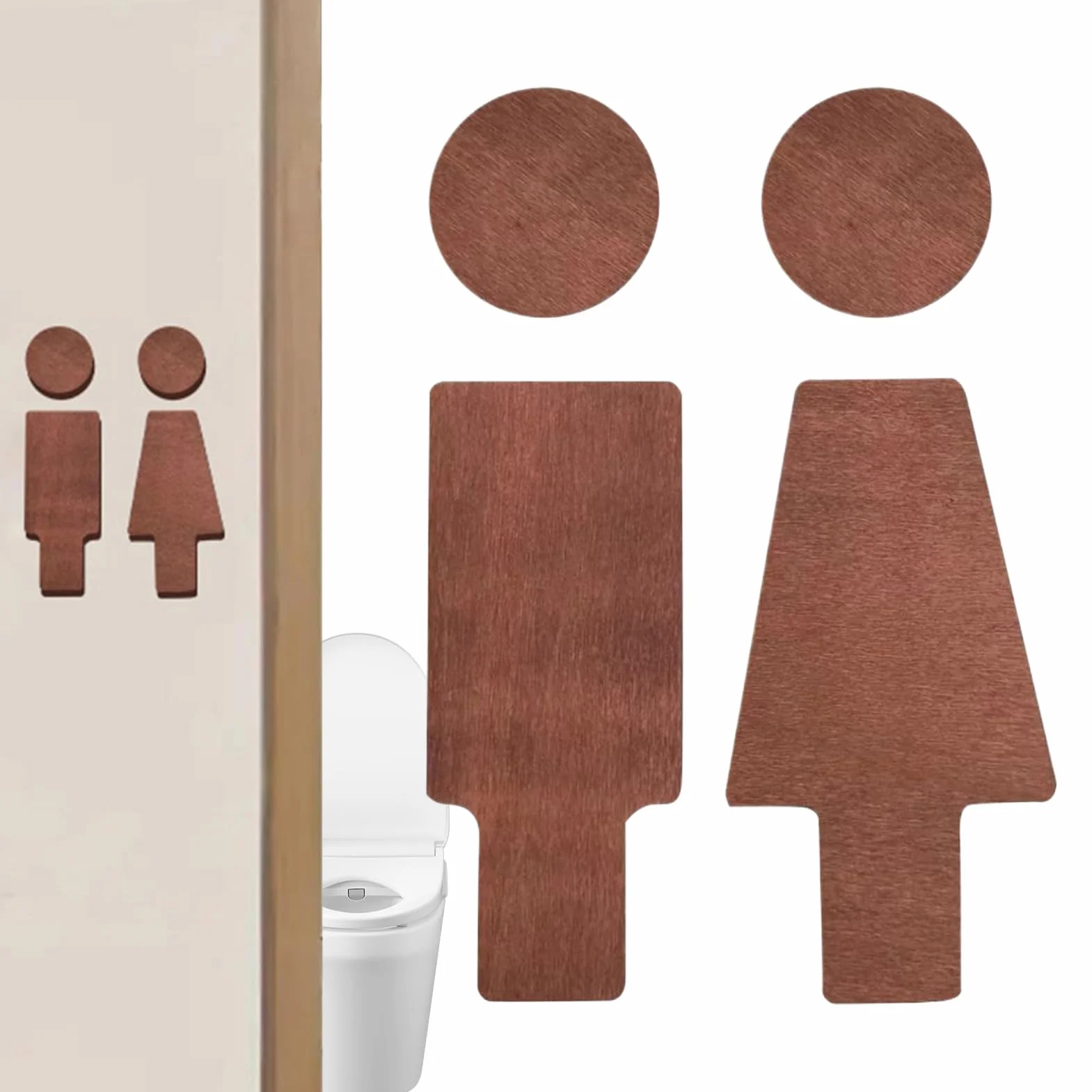 del bagno in legno - Segnale di toilette moderna, marcatore della porta WC facile, placca gabinetto resistente, elegante indicatore | Pratico per lavoro, hotel, negoz