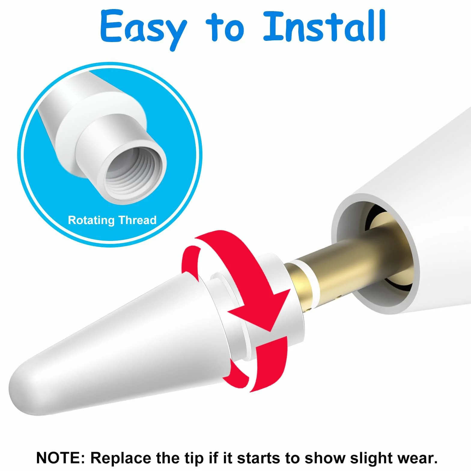 PAPERFEEL 4 Pezzi Punta per Apple Pencil 2/1 USB-C PRO Ricambio Alta Sensibilità iPad