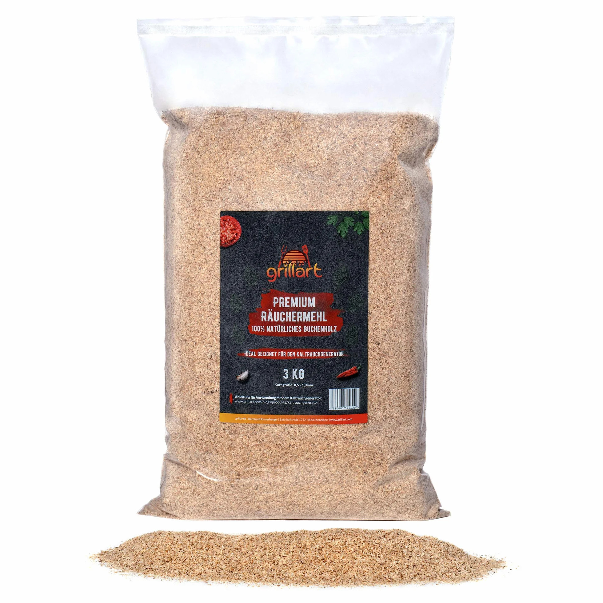 grillart® Farina per affumicatura di alta qualità, 3 kg, ideale per affumicare a freddo, 100% legno di faggio naturale (confezione da 2)