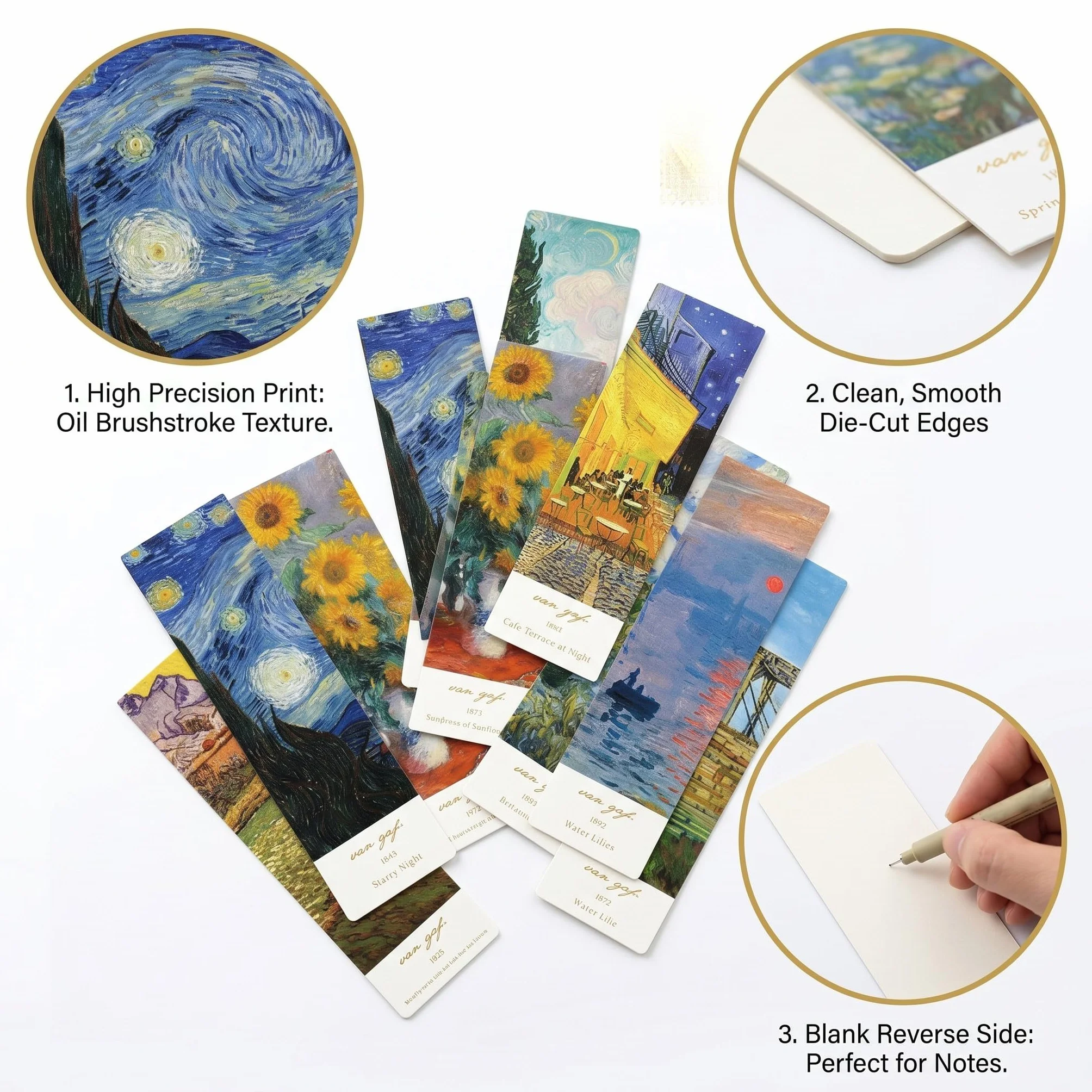 Van Gogh Cartoline Motivazionali Artistiche 30 Pezzi con 10 Luminescenti Pittura a Olio Stile Vintage