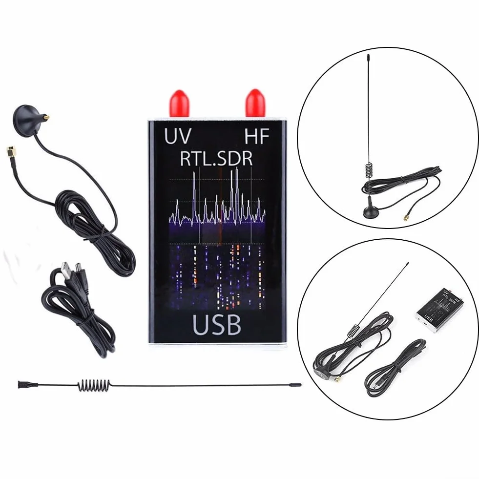 RTL-SDR R820T+8232 Ricevitore Sintonizzatore USB 100KHz-1.7GHz HF Full Con Antenna Frusta