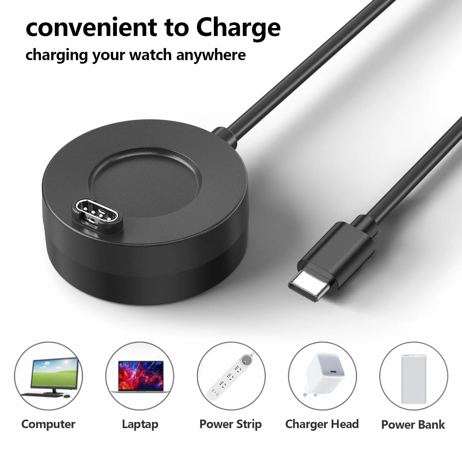 Caricatore per Garmin Instinct 2 Solar/Instinct 2 Cavo USB C Veloce Portatile