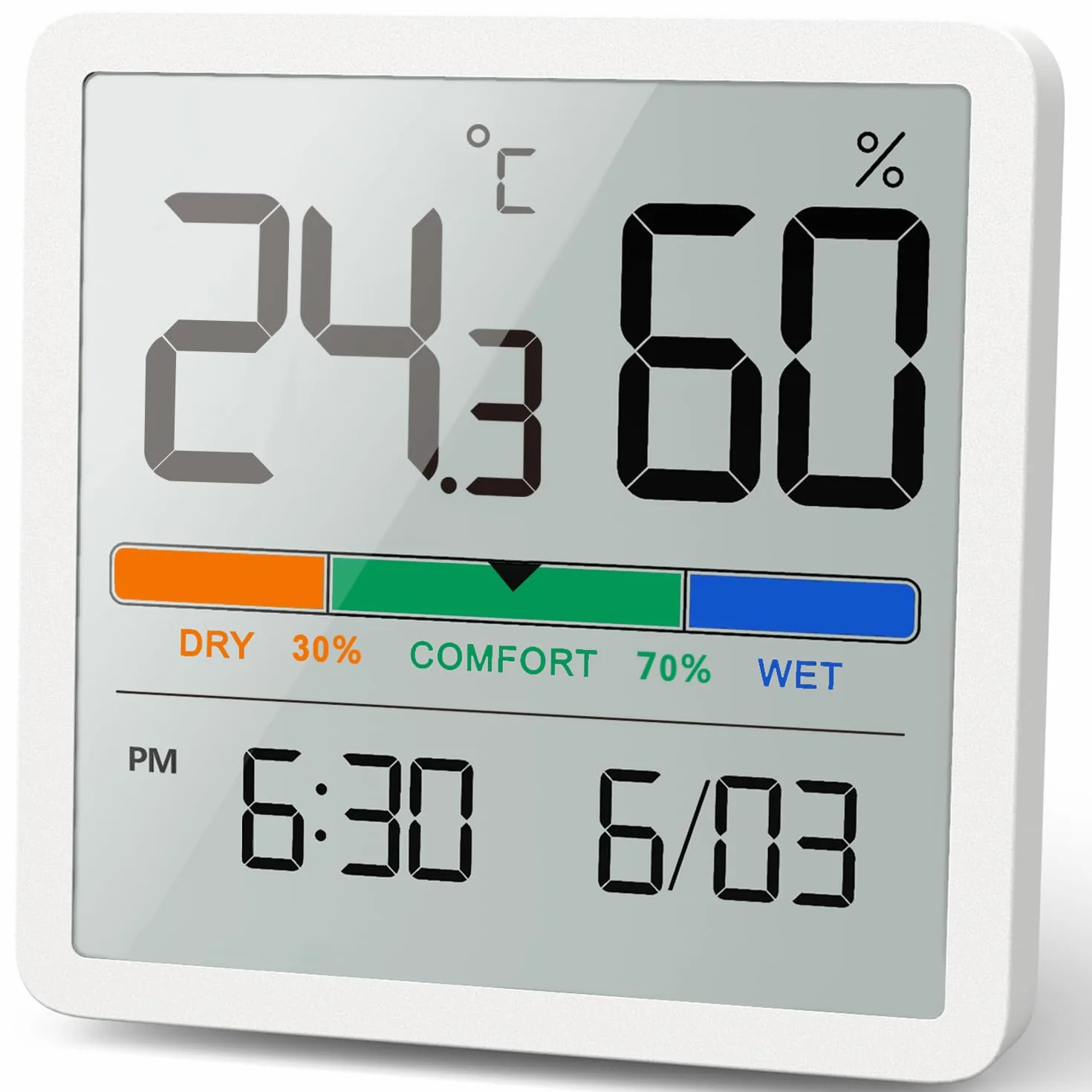 NOKLEAD Igrometro Termometro Digitale per Interni, Sensore Temperatura Umidità Portatile, Misuratore Accurato Bianco