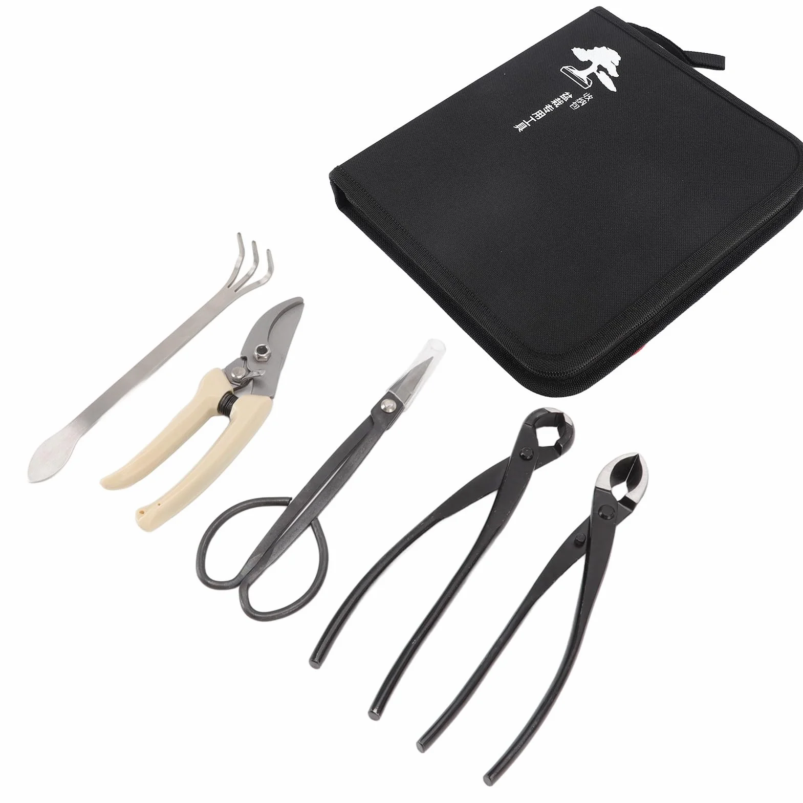 Kit di Attrezzi per Bonsai, 5 Pezzi/Set Forbici per Bonsai in Acciaio al Carbonio Rastrello Taglierina per Rami Cesoie da Potatura Pinze Attrezzi da Giardino