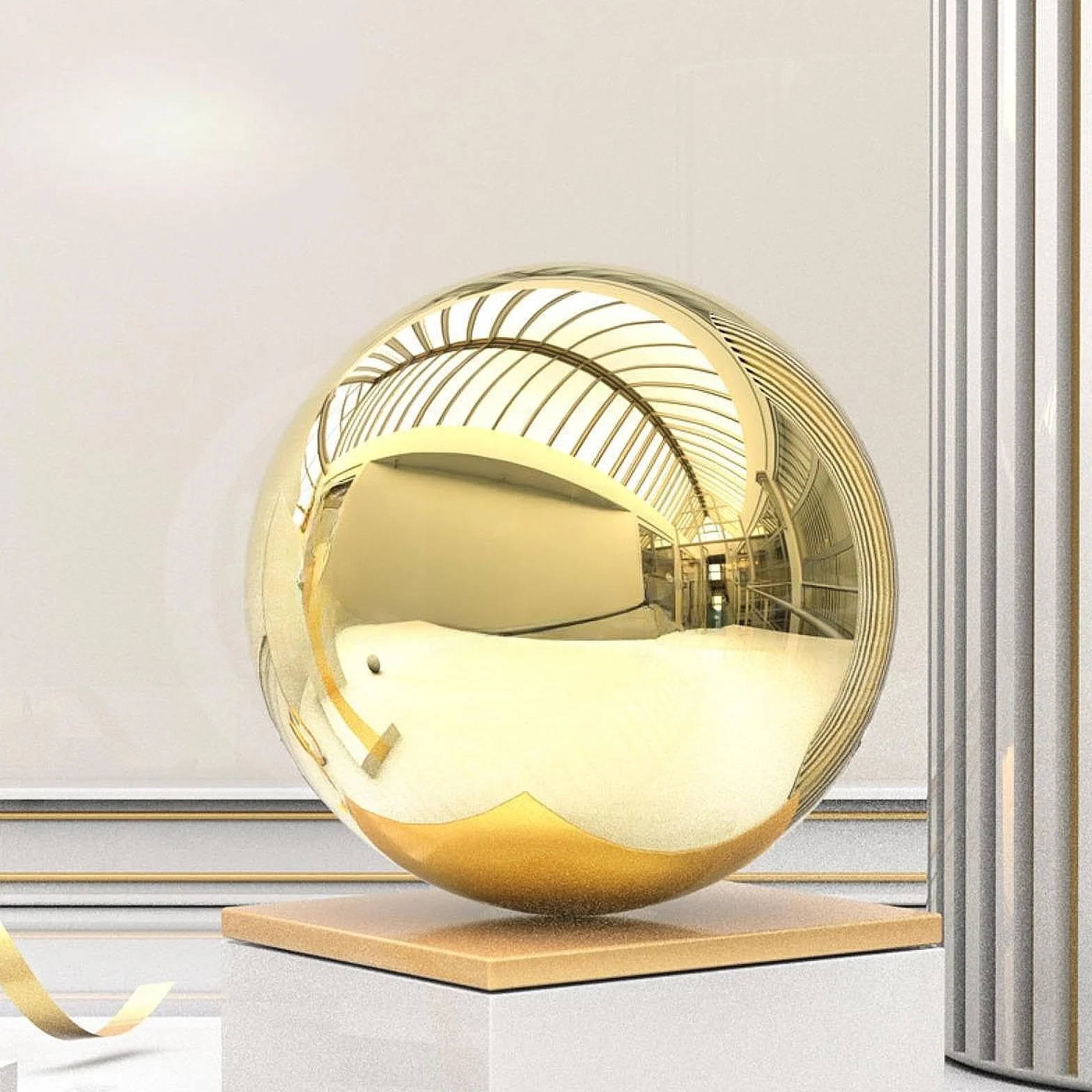 Sfera a Specchio Decorativa in Acciaio Inossidabile, Sfera in Metallo, Decorazione per Esterni, casa, 13.5 Cm