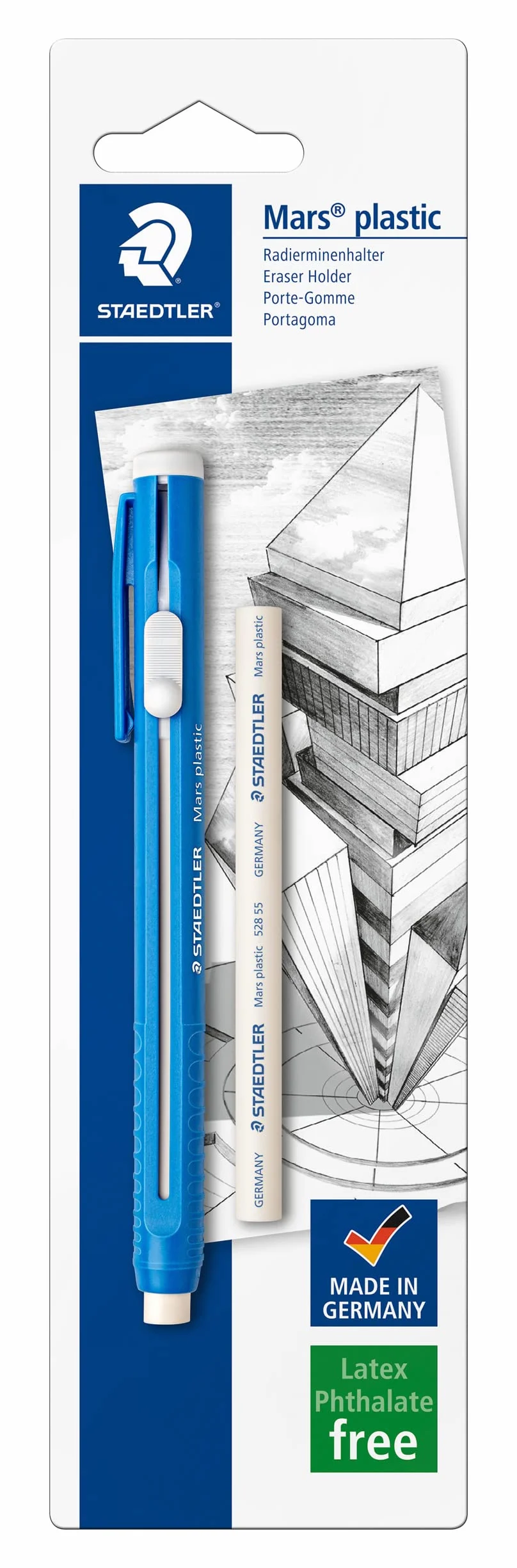 Staedtler Mars Plastic Gomma da Cancellare a Forma di Penna con Ricarica per Scuola Ufficio