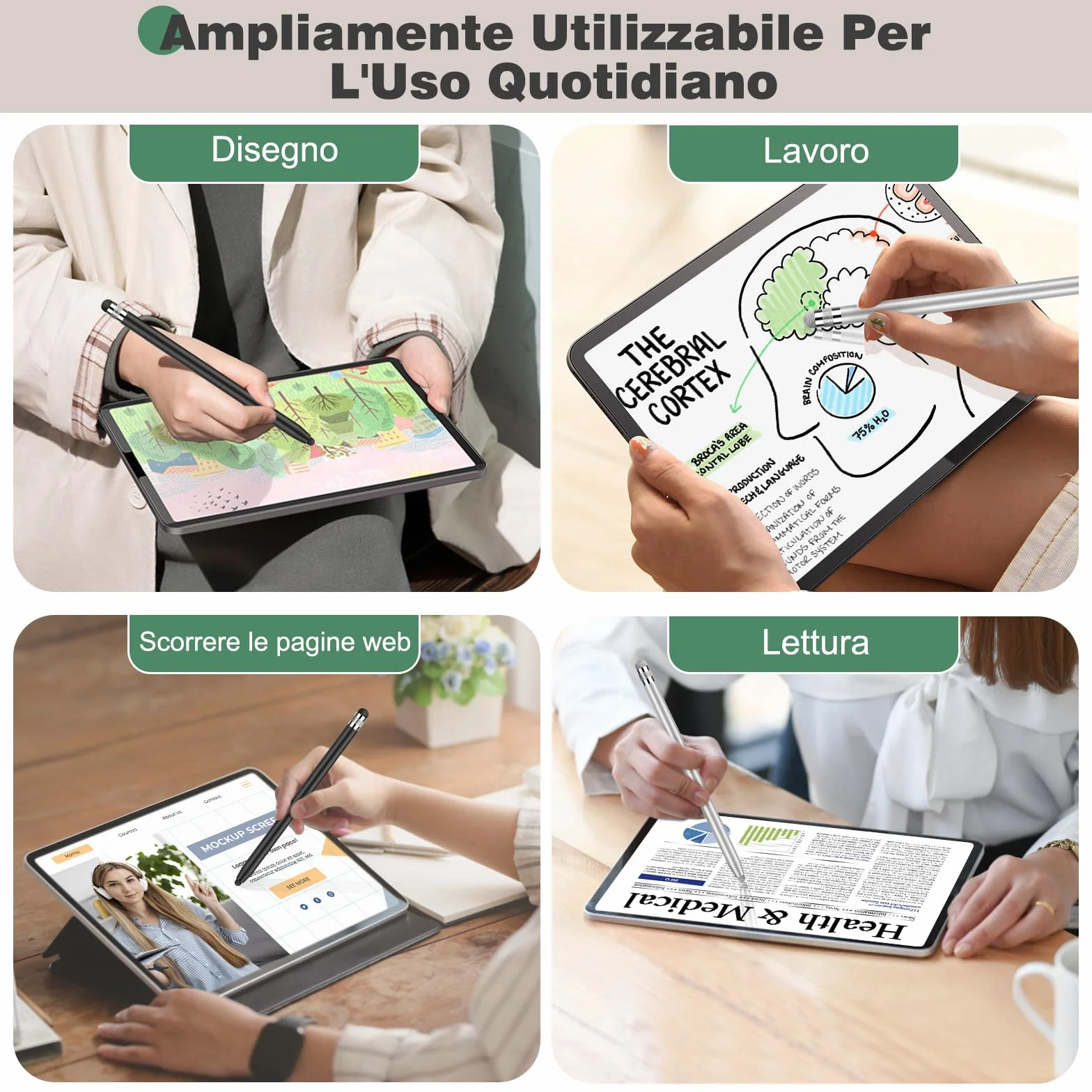 MEKO Pennino per tablet 2 in 1 Touch Pen 6 punte in gomma per iOS Android iPhone iPad Samsung Huawei Xiaomi