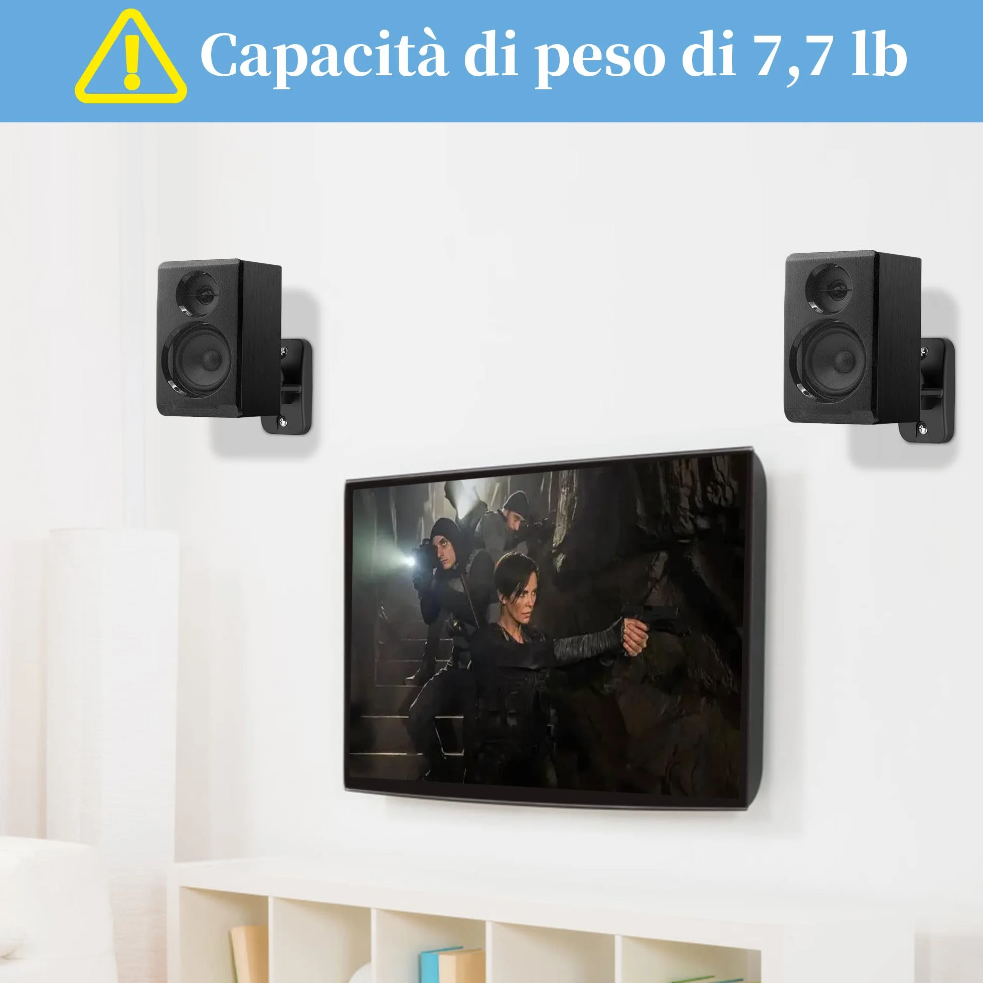 Cozycase Coppia Supporti da Parete per Altoparlanti 2 pezzi Girevoli Inclinabili Staffe per Casse a parete fino a 3,5 kg Nero