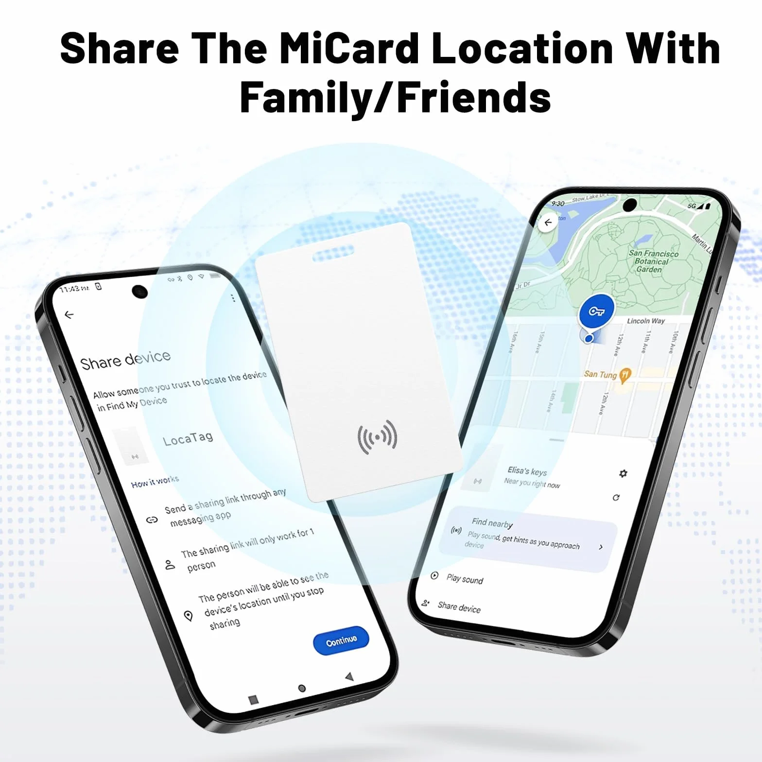Wallet Tracker Android Ricaricabile Senza Cavo IP68 Impermeabile Compatibile Google Trova il Mio Dispositivo