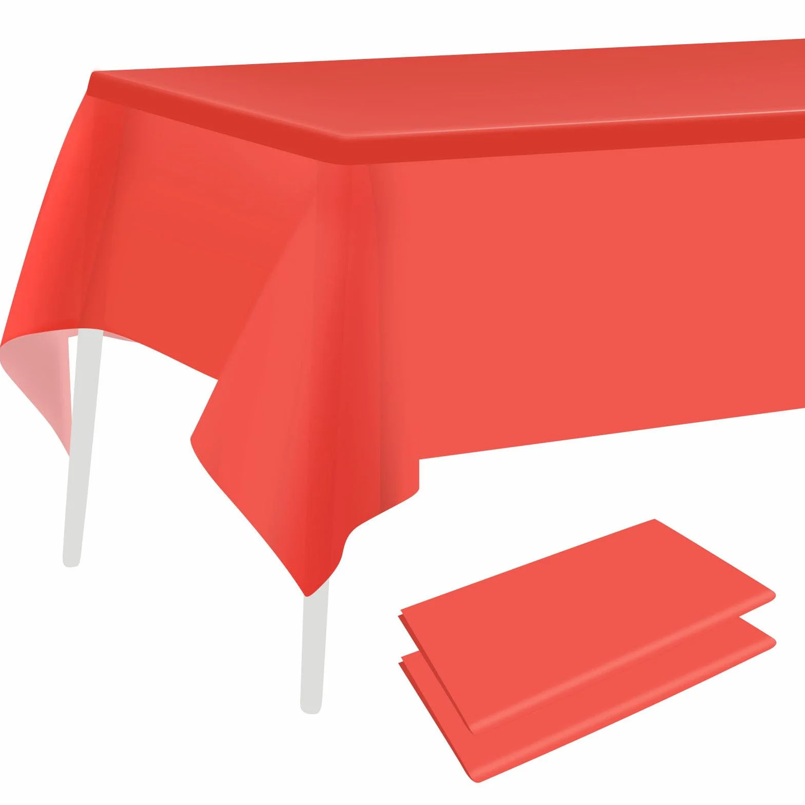Tovaglia rettangolare rossa lavabile 137 x 274 cm, 2 pezzi per interni ed esterni