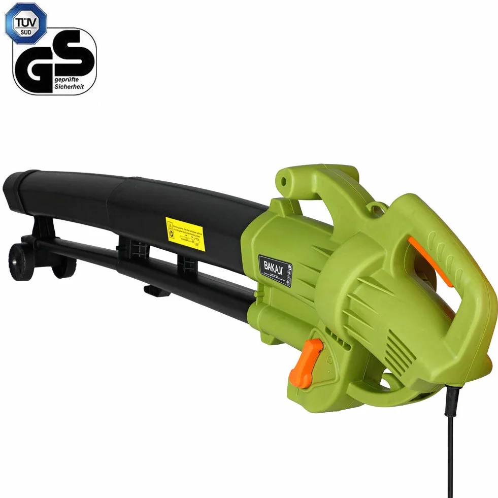 Aspirafoglie Elettrico da Giardino 3 in 1 Aspiratore Trituratore e Soffiatore Soffia Foglie Potenza 3000 W con Serbatoio di Raccolta 45lt Rotelle e Tracolla per Manutenzione Spazi Esterni