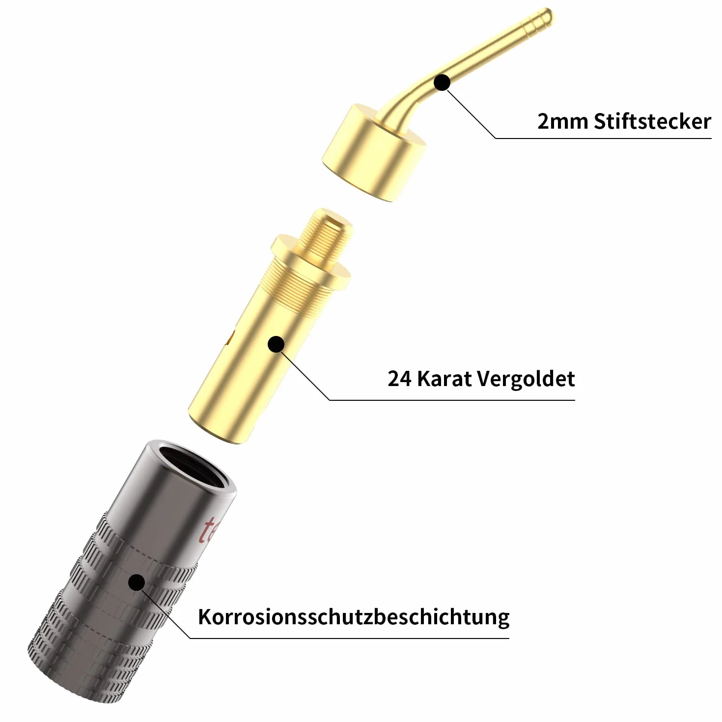 Tertullus 8 connettori a banana 2 mm per cavi 4 mm chiusura a doppia vite 8-20 AWG spinotto banana