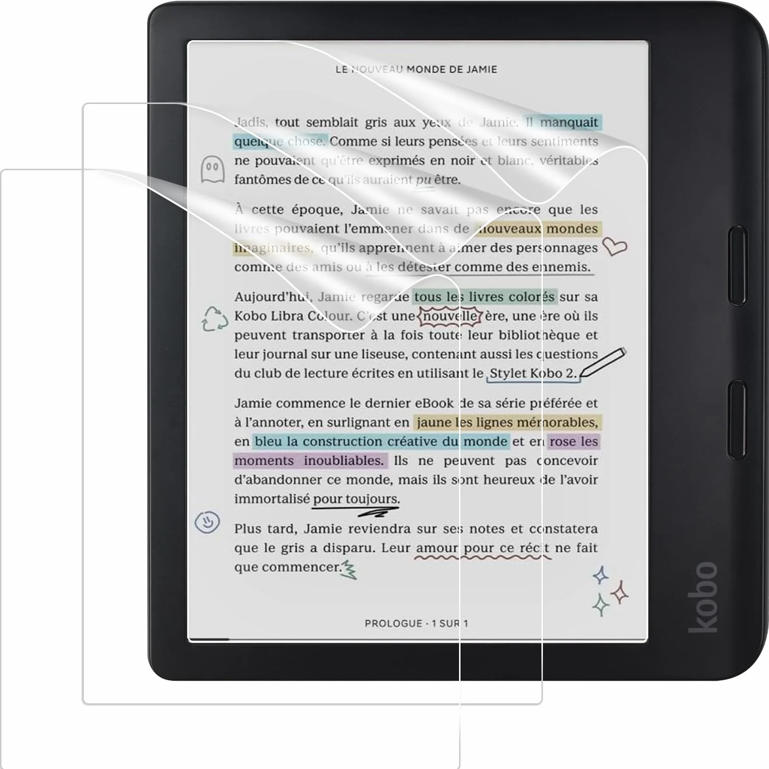 Caweet Pellicola Protettiva Opaca Anti-Riflesso per Kobo Libra Colour 7" 2024 / Kobo Libra 2 7" 2021, 3 Pack