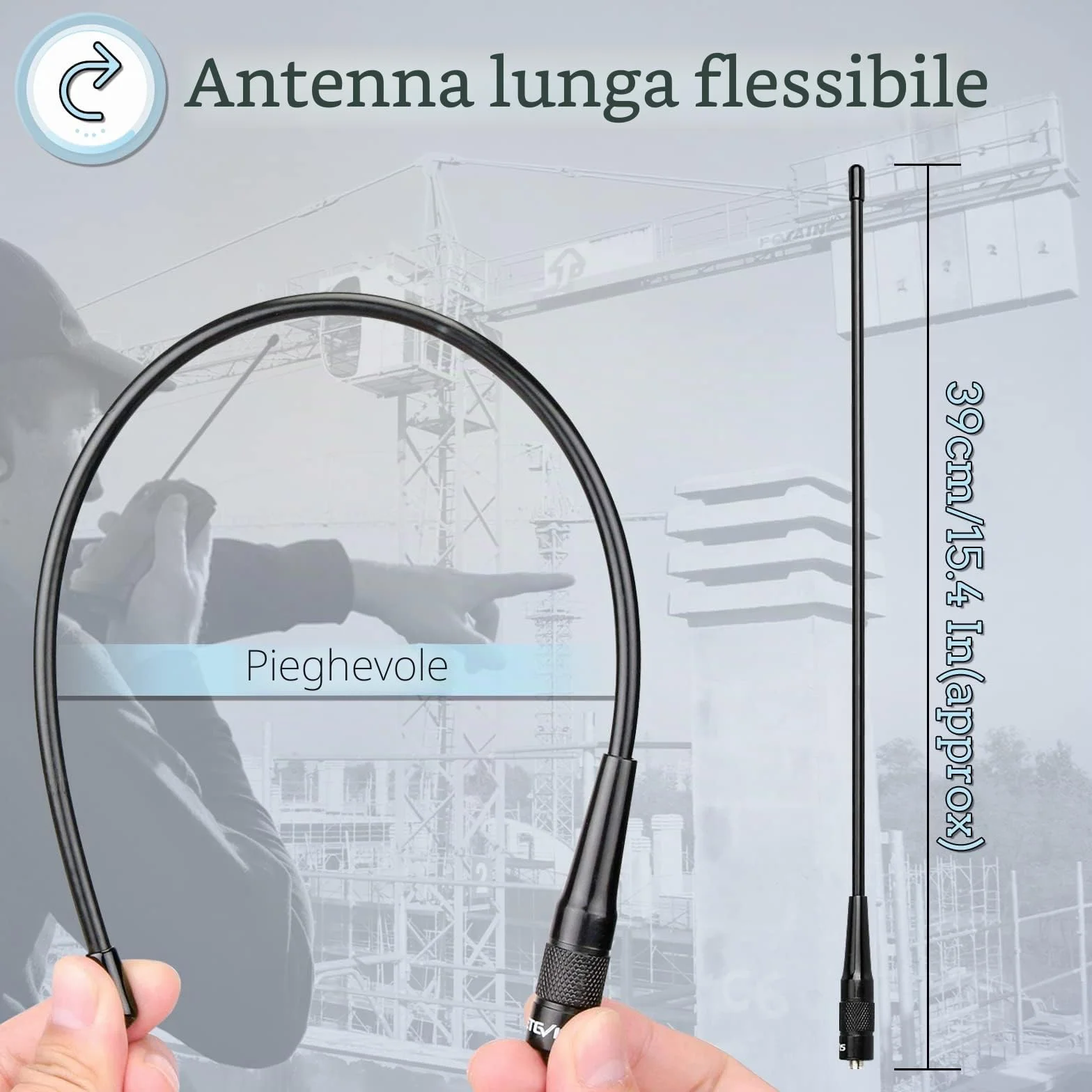 Retevis RHD771 Antenna Ricetrasmittenti Elite Frusta 38CM SMA-F Doppia Banda 144/430 MHz Compatibile con Baofeng UV-5R