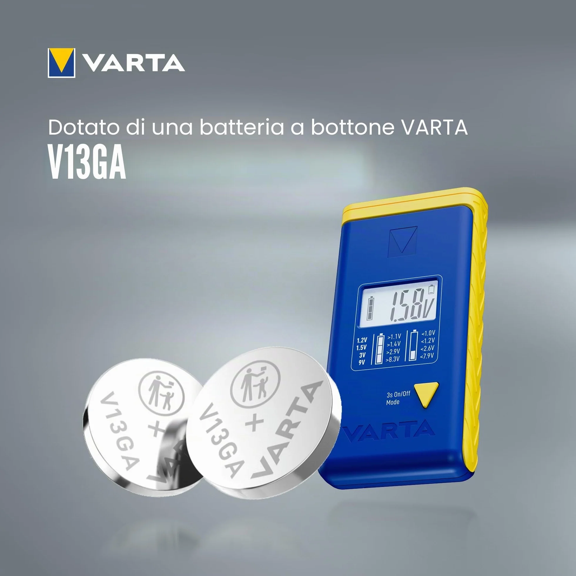 VARTA Tester Batterie LCD digitale per batterie AA AAA C D 9V LR44