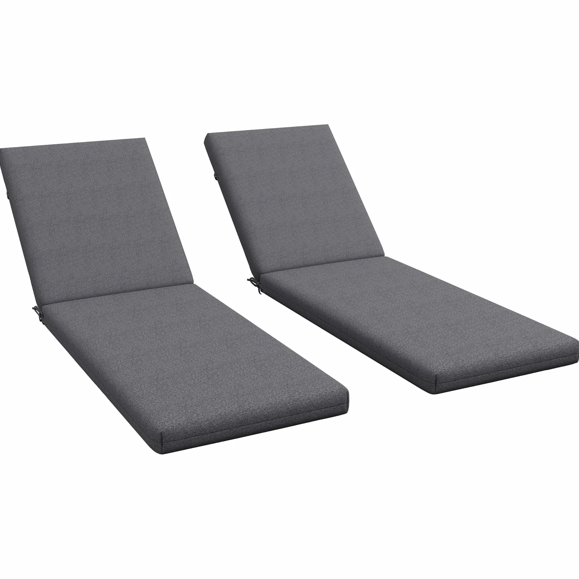 Outsunny Set 2 Cuscini per Sedie da Esterno con Lacci di Fissaggio, Cuscini da Esterno Imbottito in Cotone, per Sdraio Prendisole Giardino, 190.5x58.4x7 cm, UV50+, Grigio