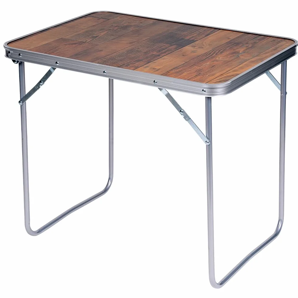 BAKAJI Tavolino Pieghevole da Campeggio Picnic Effetto Legno, Struttura in Alluminio, Sistema Pieghevole per Trasporto Facilitato, Tavolo per Giardino e Pranzi Esterni, 70 x 50 x 60 cm