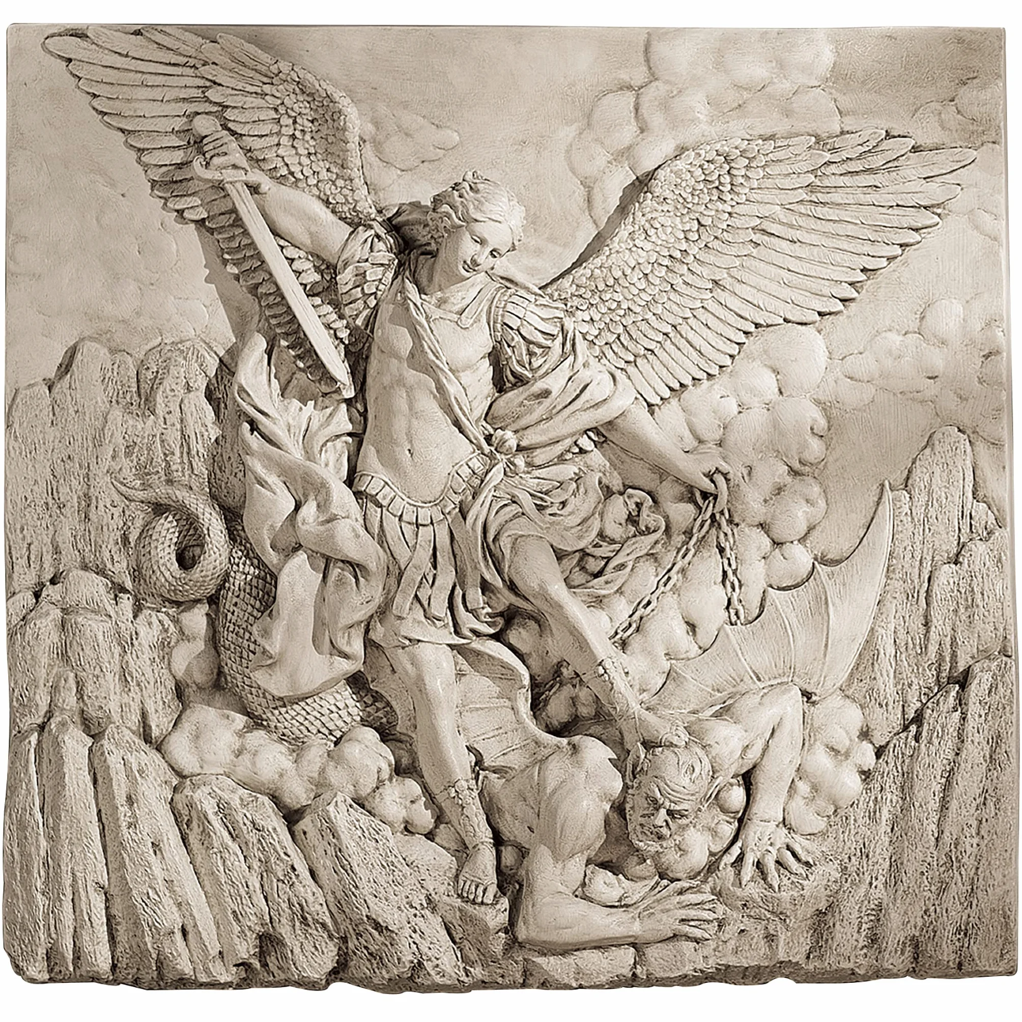 Design Toscano NG33581 Fregio di Parete Scultorea di Arcangelo St. Michael, Allora