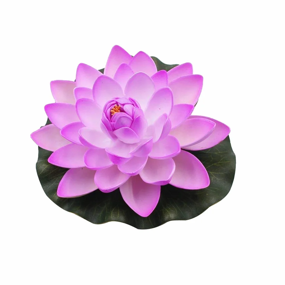 Grande fiore di loto artificiale finto galleggiante, per casa, giardino, patio, laghetto, acquario, piscina, decorazione per matrimoni, colore viola chiaro