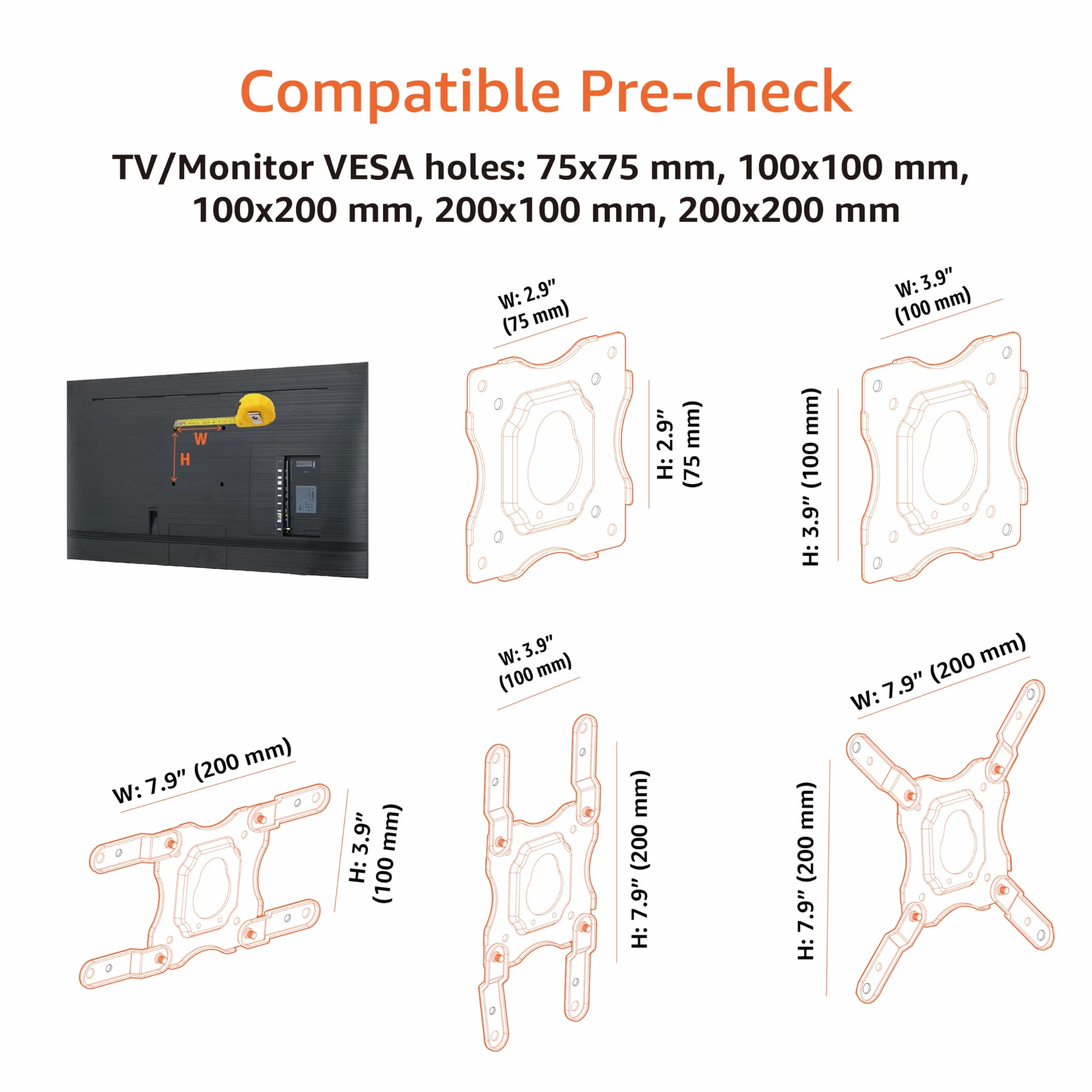Amazon Basics Supporto da Parete per TV Orientabile Girevole Inclinabile 12-40" 36 Kg VESA 200mm x 200mm Nero