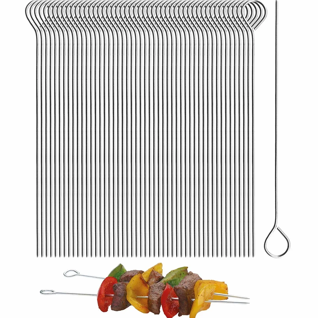 Polly Online Spiedini da Barbecue in Acciaio Inossidabile da 15 cm, Bastoncini da Cocktail, riutilizzabili Martini in Vetro da 50 Pezzi