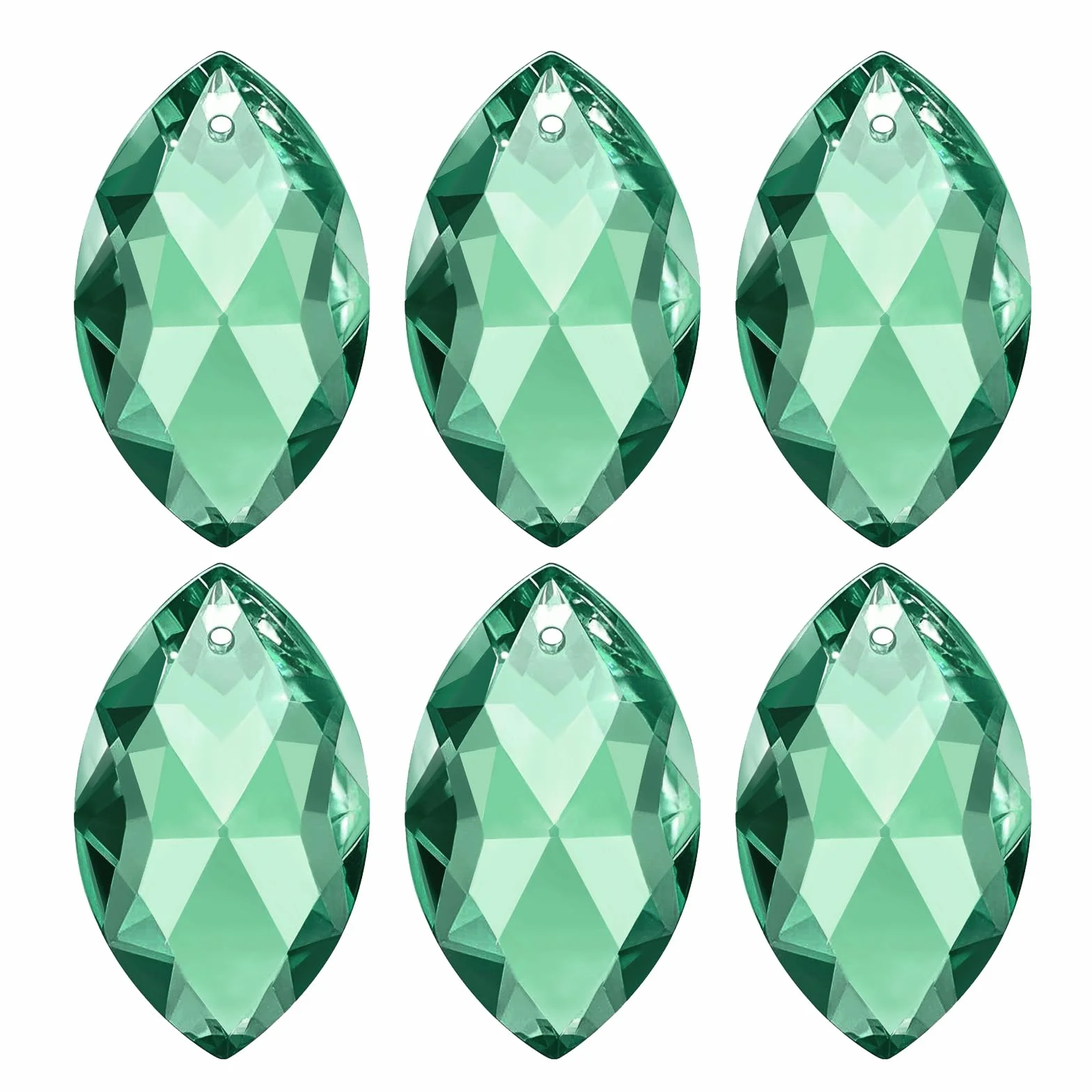 PATIKIL 6 Pezzi Pendenti In Cristallo, 38mm, Ovali, Verde Scuro, Acchiappasole in cristallo, Pendenti per Lampadario Decorazione, Finestra, Giardino, Casa