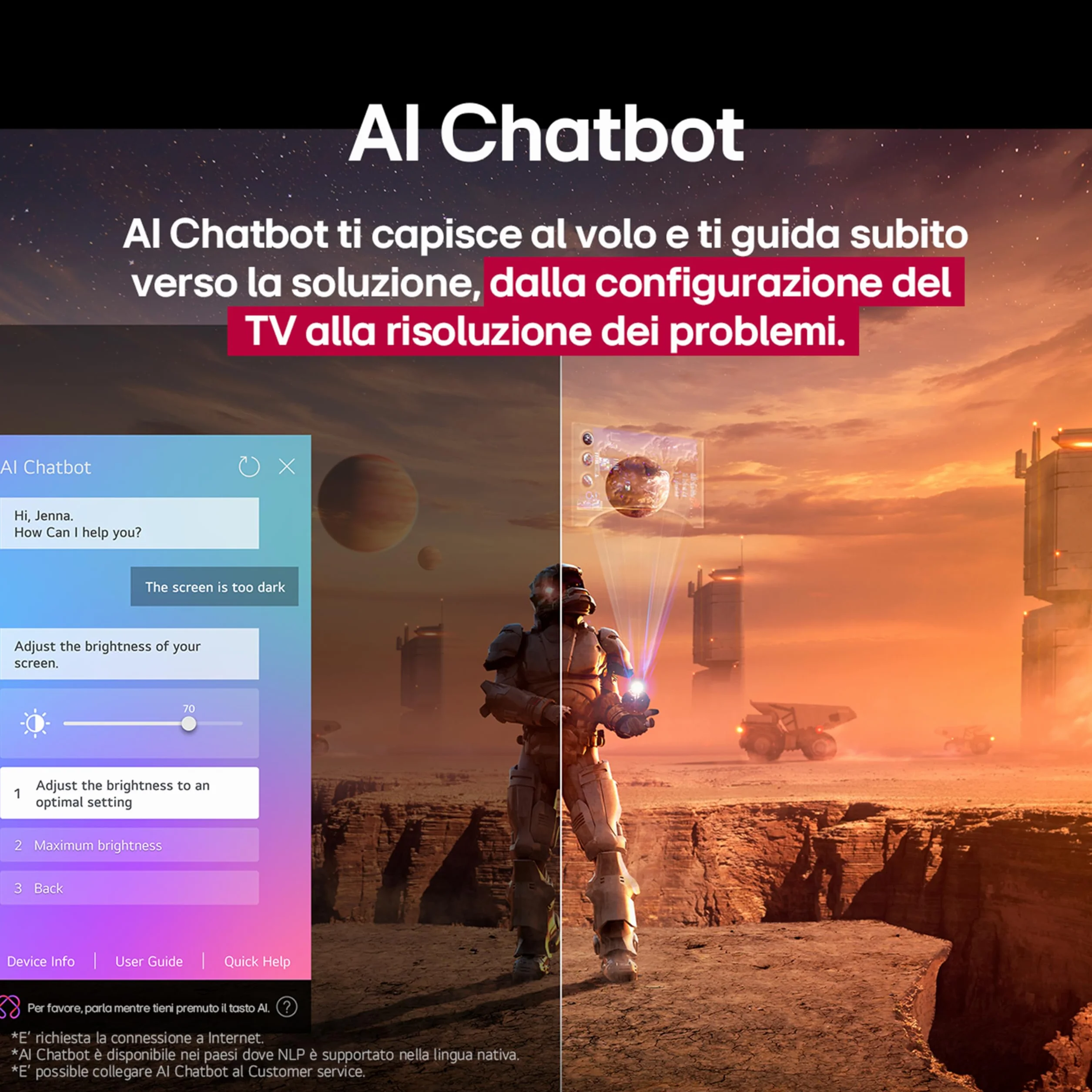 LG QNED70 Smart TV 50 pollici 4K, Processore α7 Gen8, Dynamic QNED Color, webOS AI, Gaming VRR 4K@60Hz