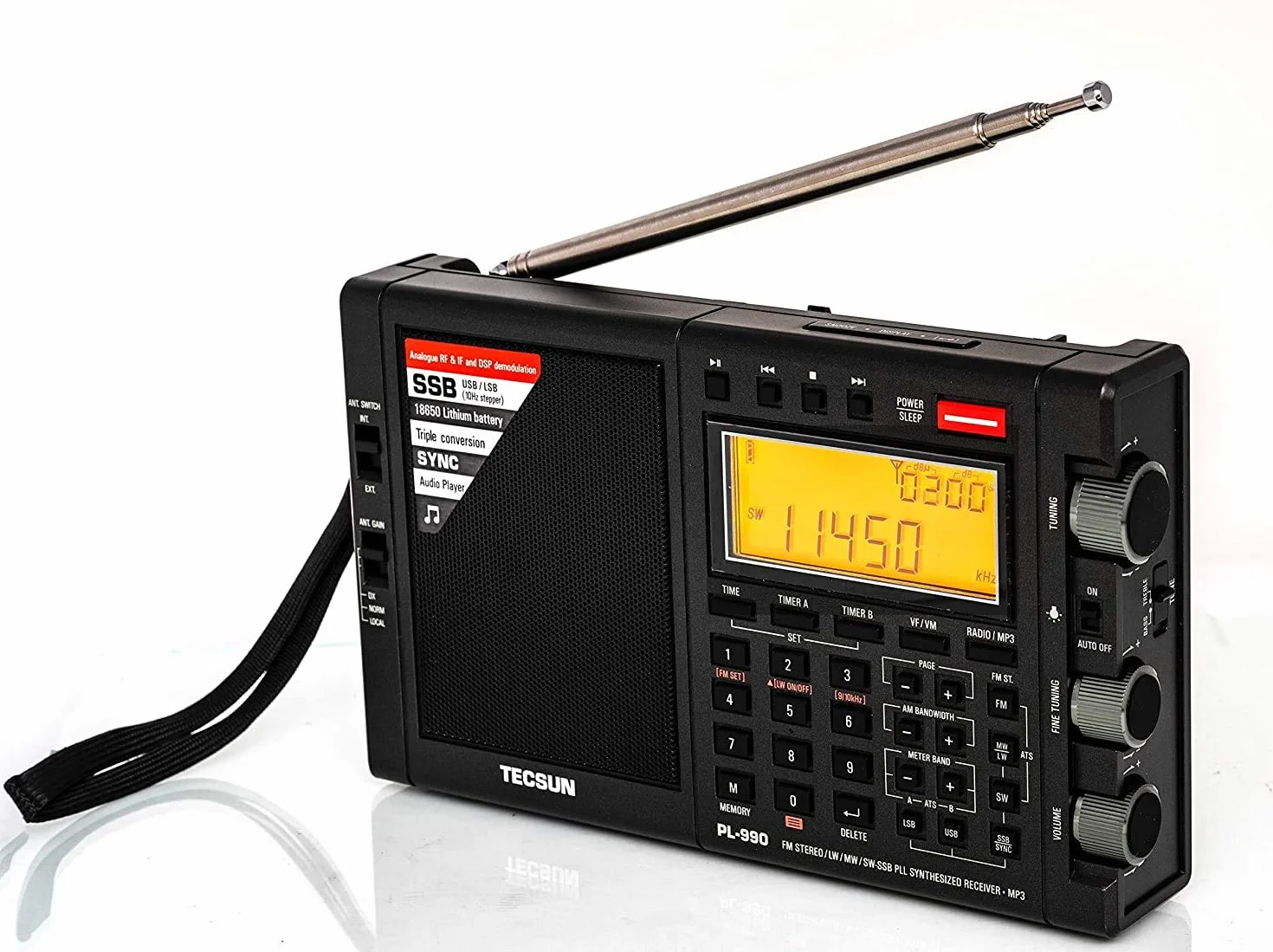 TECSUN PL-990X ricevitore professionale AM FM onde corte portatile DIGITALE SSB