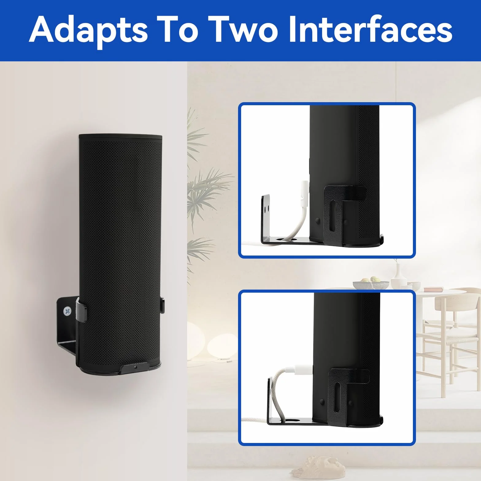 Shinar Supporto da parete in metallo compatibile con Sonos Roam 1/2, regolabile max. 12 kg (Nero)