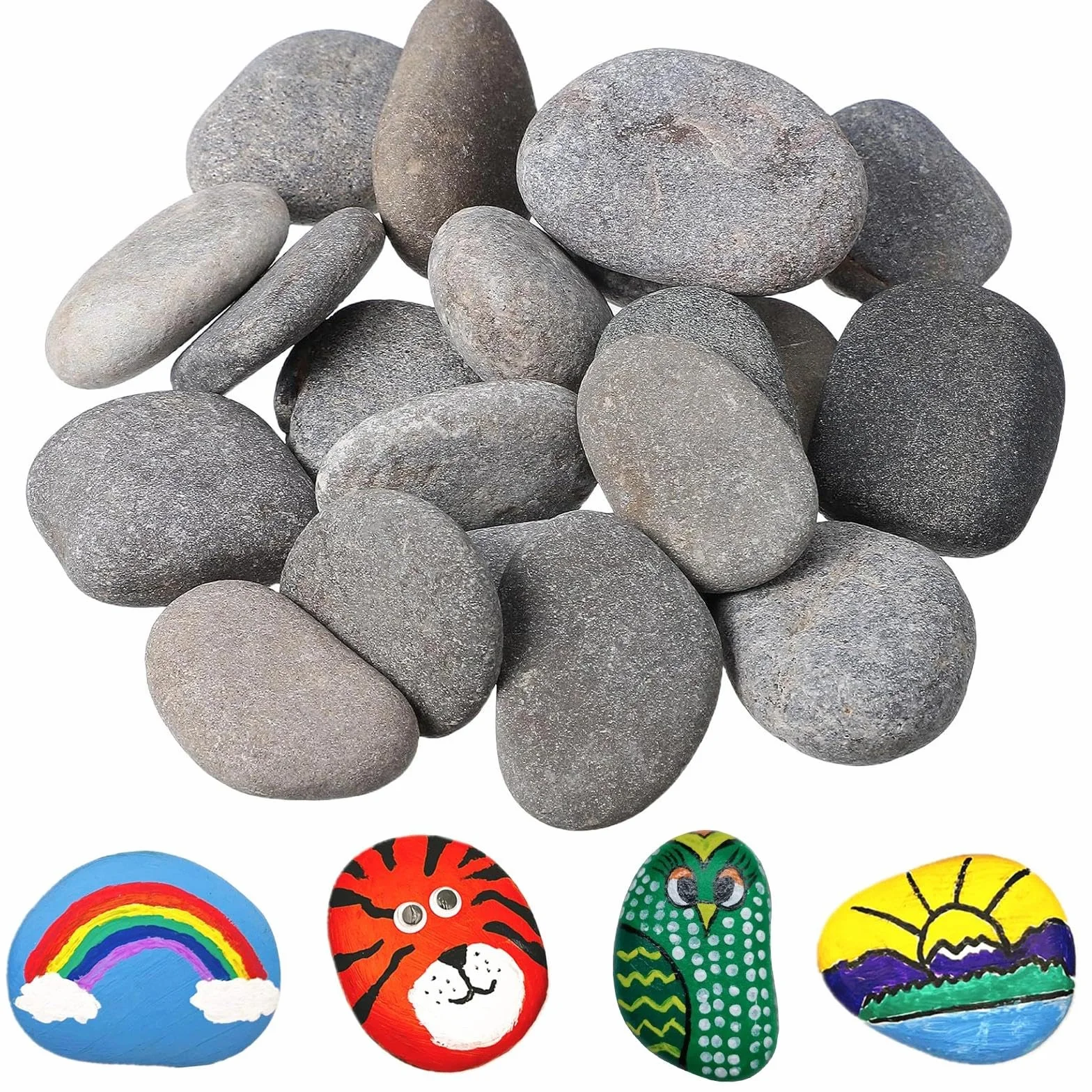 Touosy 24 Pezzi Sassi da Dipingere Creative Pebble Kit per Dipingere Bambini per Pittura Pietra Dipinta Creativa Decorazione Cortile Artigianato Creazioni Creative e Decorazioni Giardino