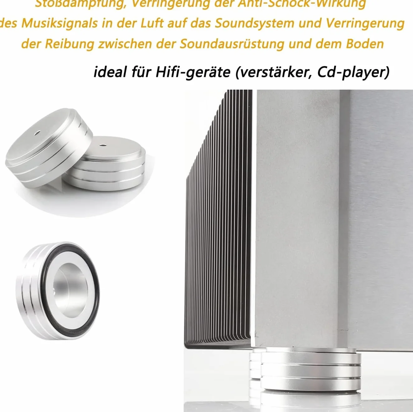 Piedini ammortizzatori HiFi in alluminio 58 x 22 mm per altoparlante argento