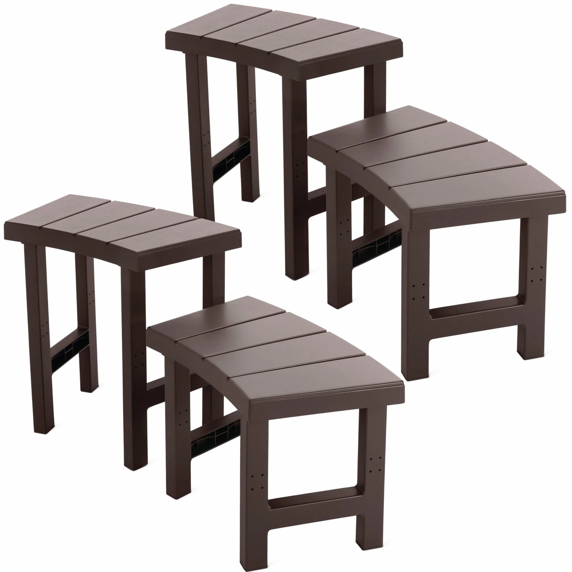 Intex 28515 - Panchina per PureSpa Rotonda 4 posti, 2 pezzi medi + 2 pezzi alti, Plastica, Marrone, 40-62 cm