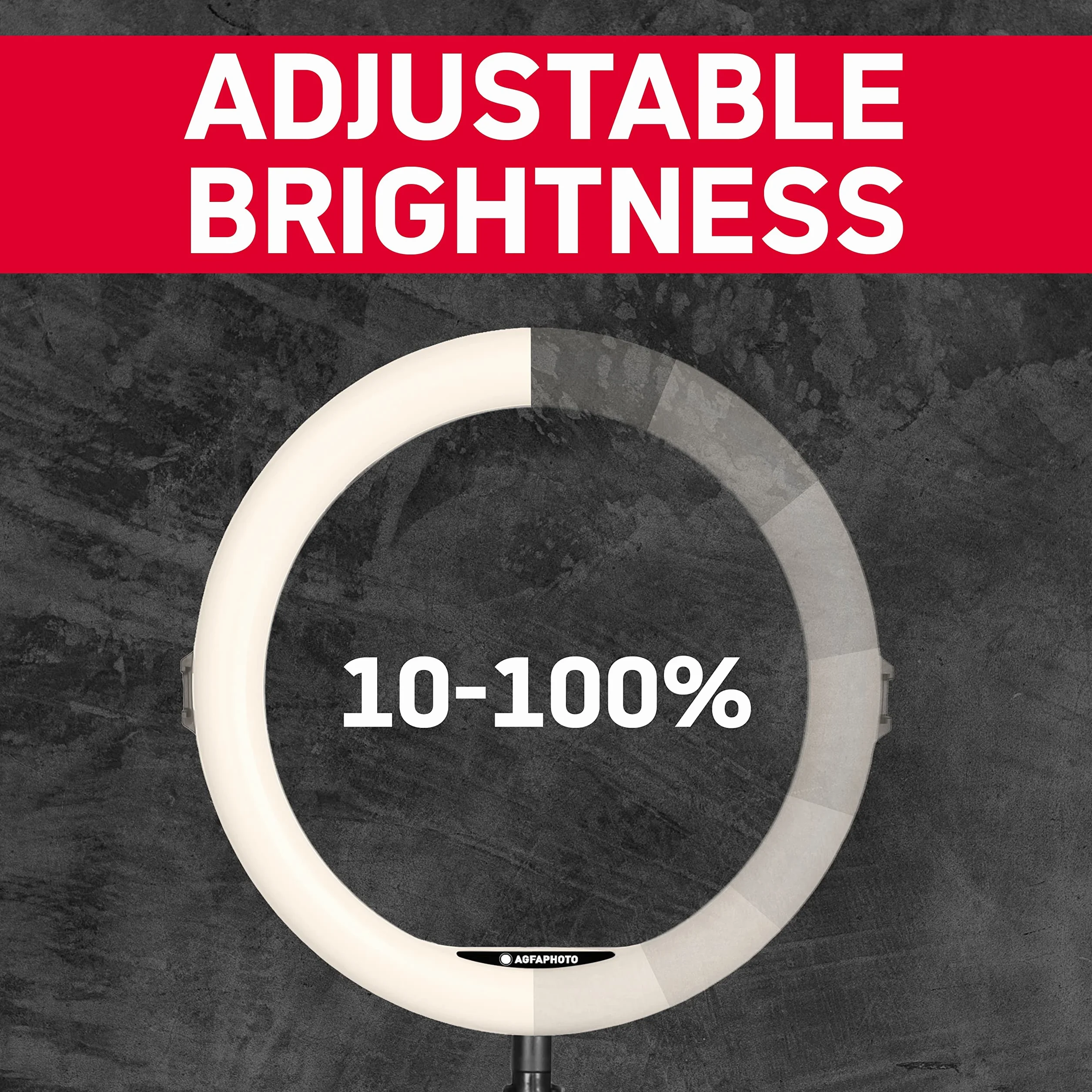 AgfaPhoto Realiview ARL11XL 11" LED Ring Light with Tripod 45-155 cm for Video Photo Smartphone