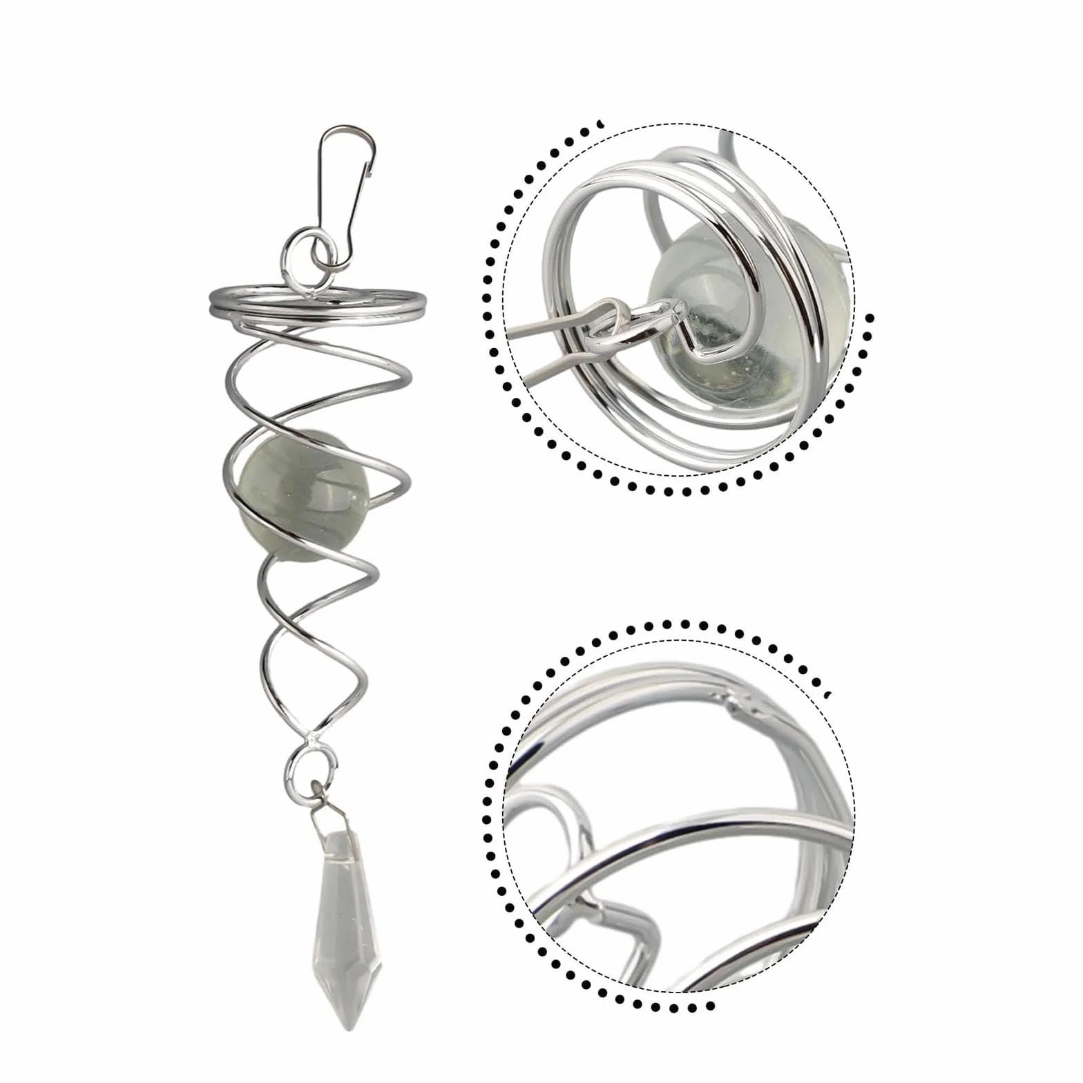 Sfera di cristallo a vento, girandola a spirale da giardino, con coda a spirale, decorazione decorativa per interni ed esterni (verde)