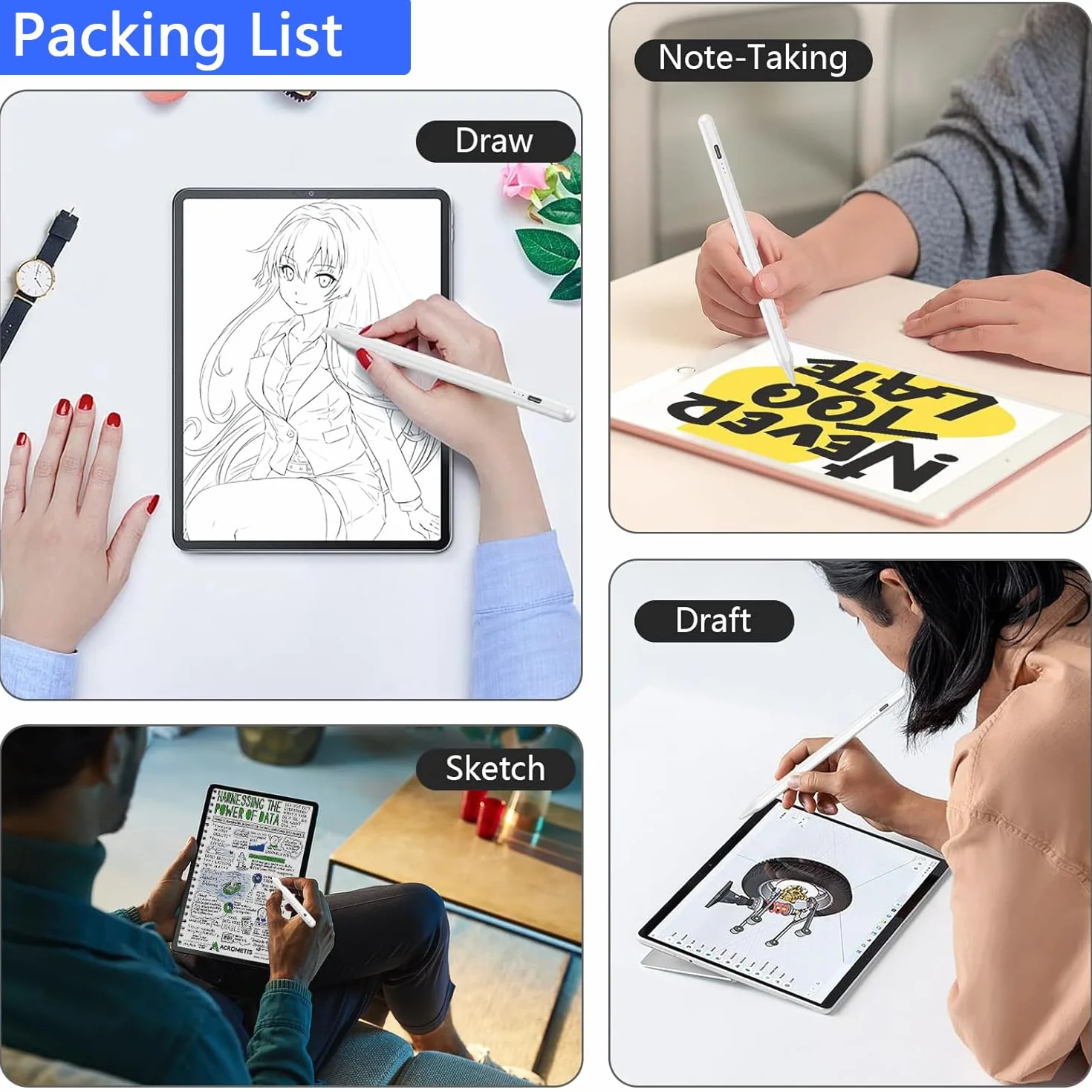 Penna Touch ad Alta Sensibilità per Tablet Compatibile Samsung Vivo Xiaomi Huawei Android iOS