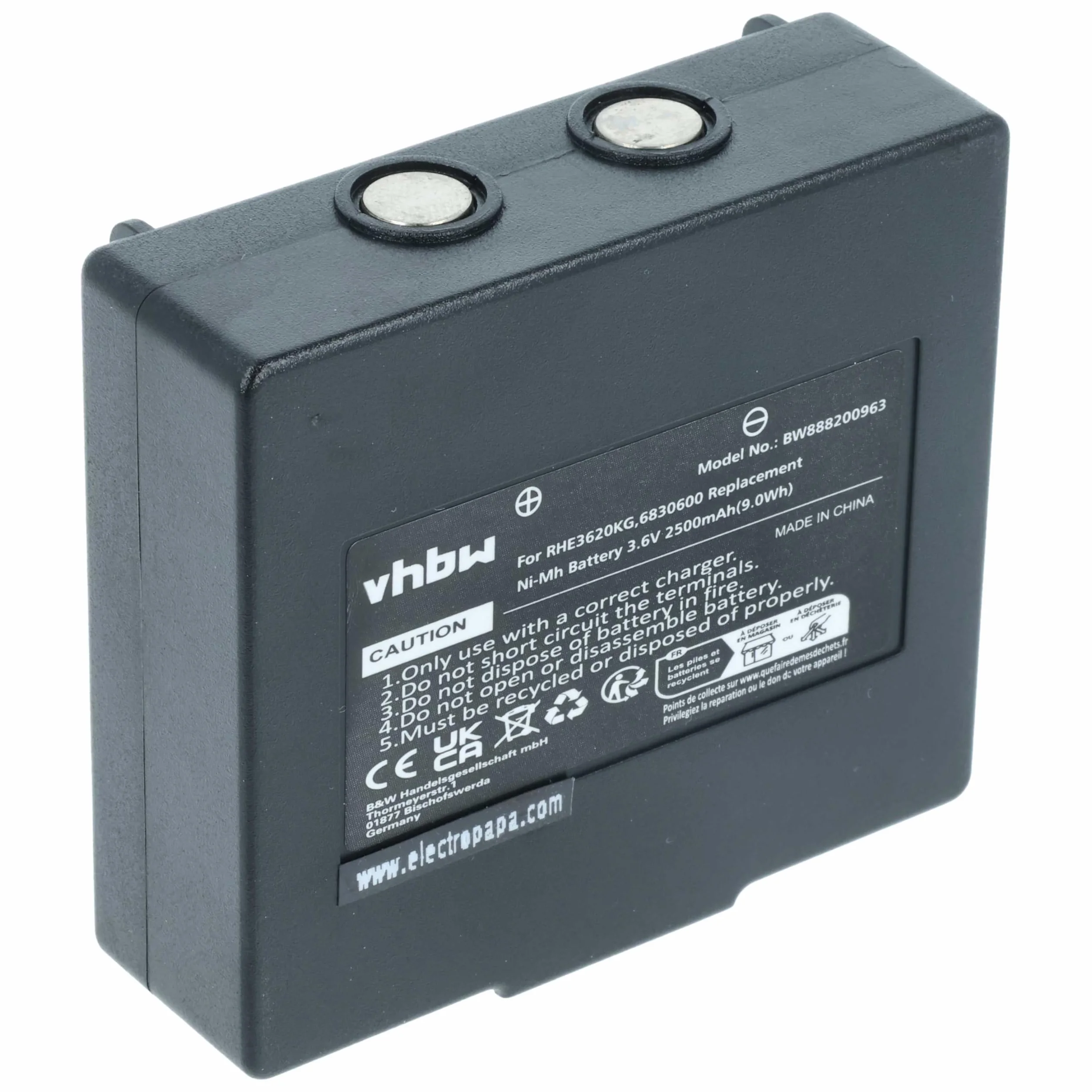 Batteria Compatibile Hetronic Mini FBH300 Nova Mini Radiocomando Industriale Telecomando 2500mAh 3,6V NiMH Nero