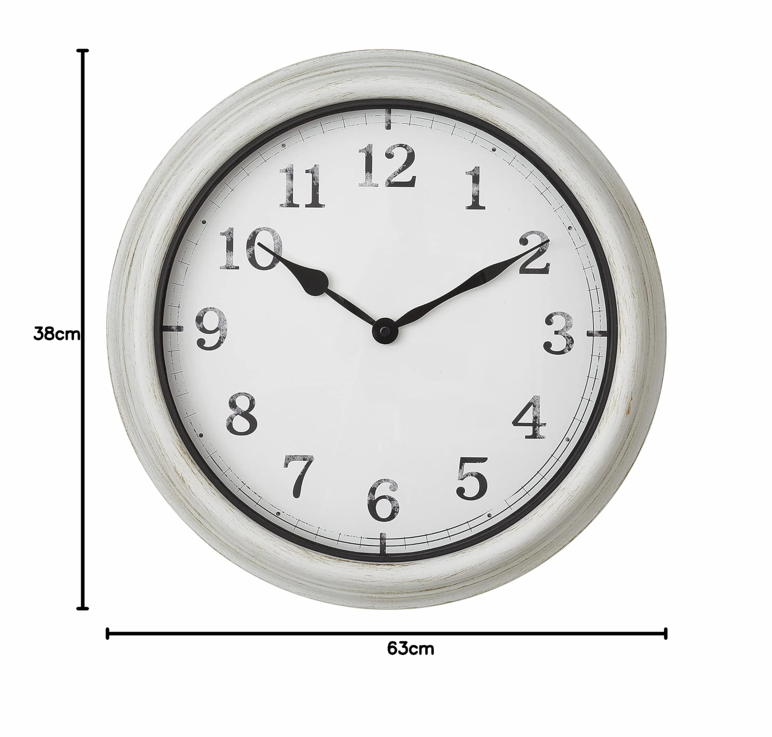 TFA Dostmann Orologio analogico XL da parete per esterni, 60.3067.02, orologio di grandi dimensioni, design retrò, resistente agli spruzzi d'acqua, in metallo e vetro, per terrazza/balcone, Bianco