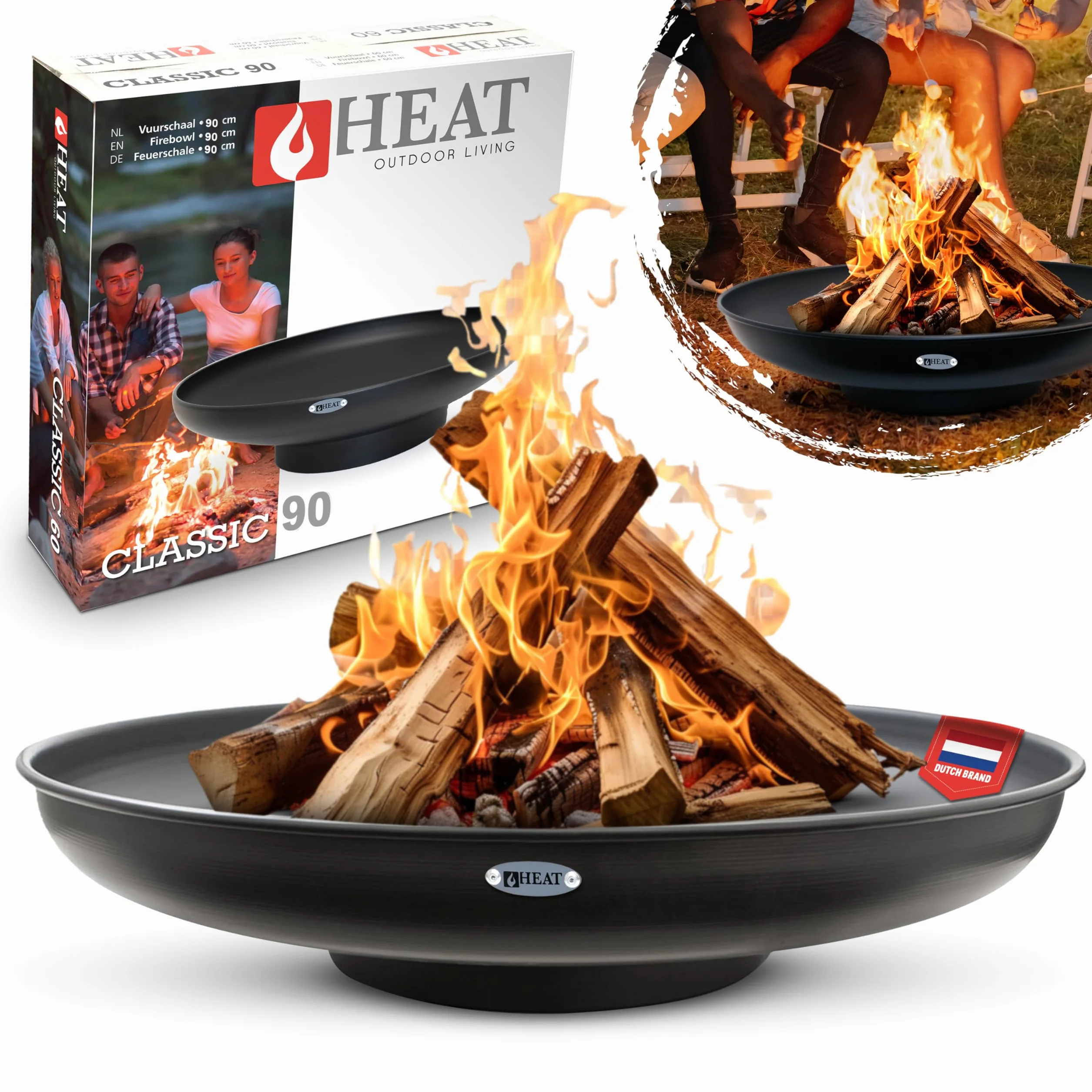 Ciotola Per Fuoco Diametro 90 cm Nero - Ciotola Per Barbecue Da Giardino - Fossa Per Fuoco All'aperto E Barile Per Fuoco - Riscaldatore In Acciaio Per Patio - 90x90x19cm