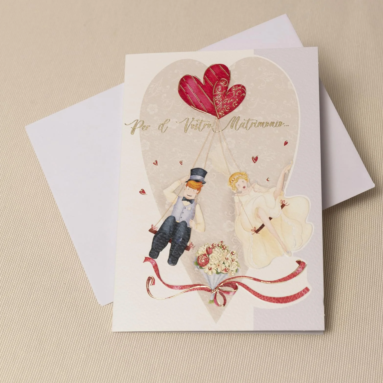 ARKRAFT Biglietto auguri matrimonio 17 x 12 cm bustina portasoldi oro rilievo M13 B