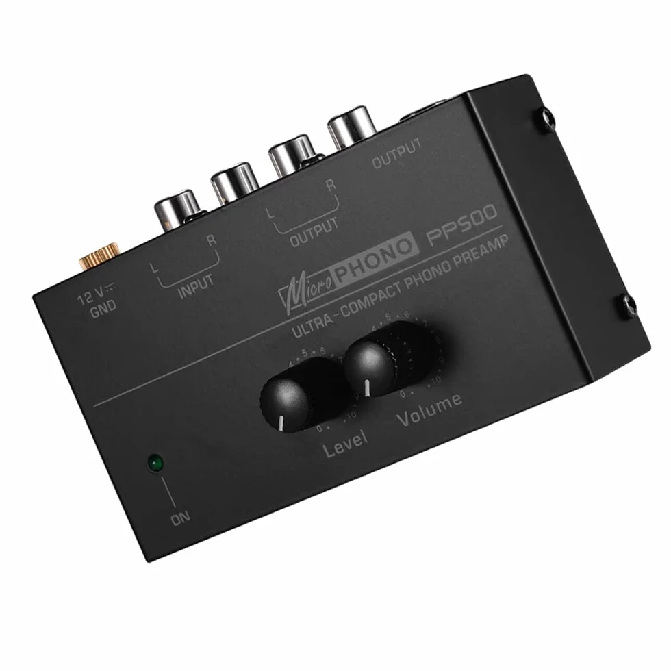 Preamplificatore Fono Ultra-Compatto con Controlli di Livello e Volume, Ingresso e Uscita RCA 1/4