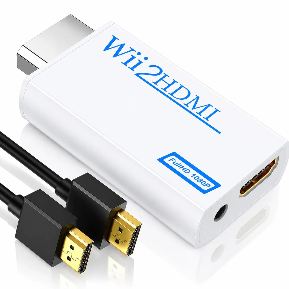Convertitore da Wii a HDMI 1080p 720p, Adattatore Wii HDMI con Uscita Audio 3,5mm, Supporta Tutte le Modalità di Visualizzazione Wii, Bianco