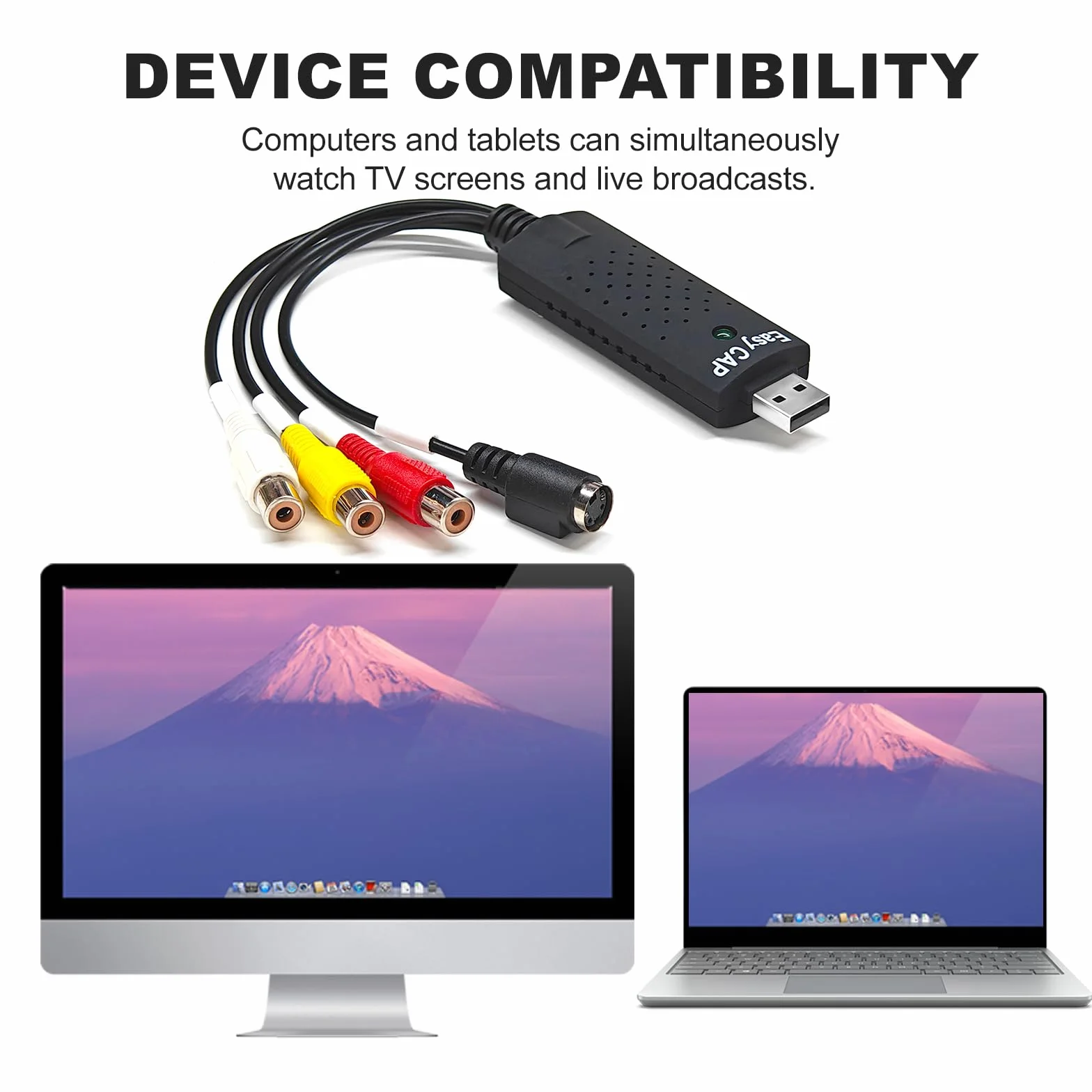 Convertitore da VHS a Digitale USB per Acquisizione Video Audio Compatibile Windows 11/10/8 macOS Digitalizza VCR DVD Hi8 MP4 AVI