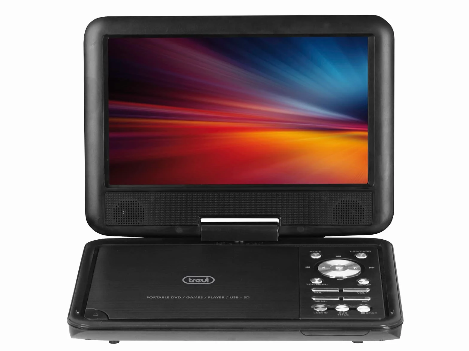 Trevi PDX 1409 S2 Lettore DVD Portatile 9" Schermo Rotante USB SD Gamepad CD Videogiochi Tripla Alimentazione