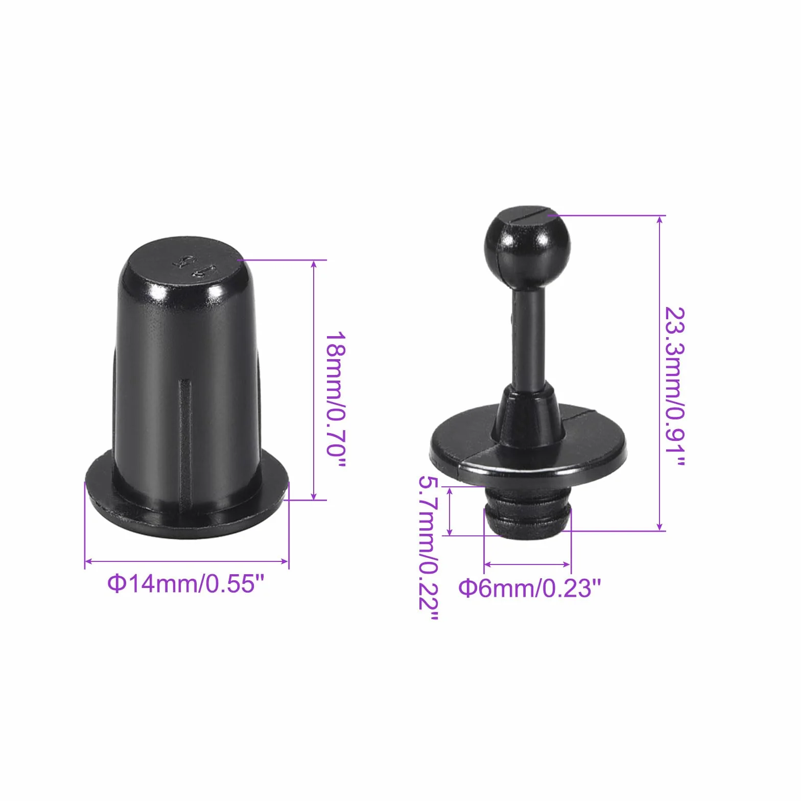 Kit di Perni per Altoparlanti Durevoli Dia 6mm Nero 8 Set