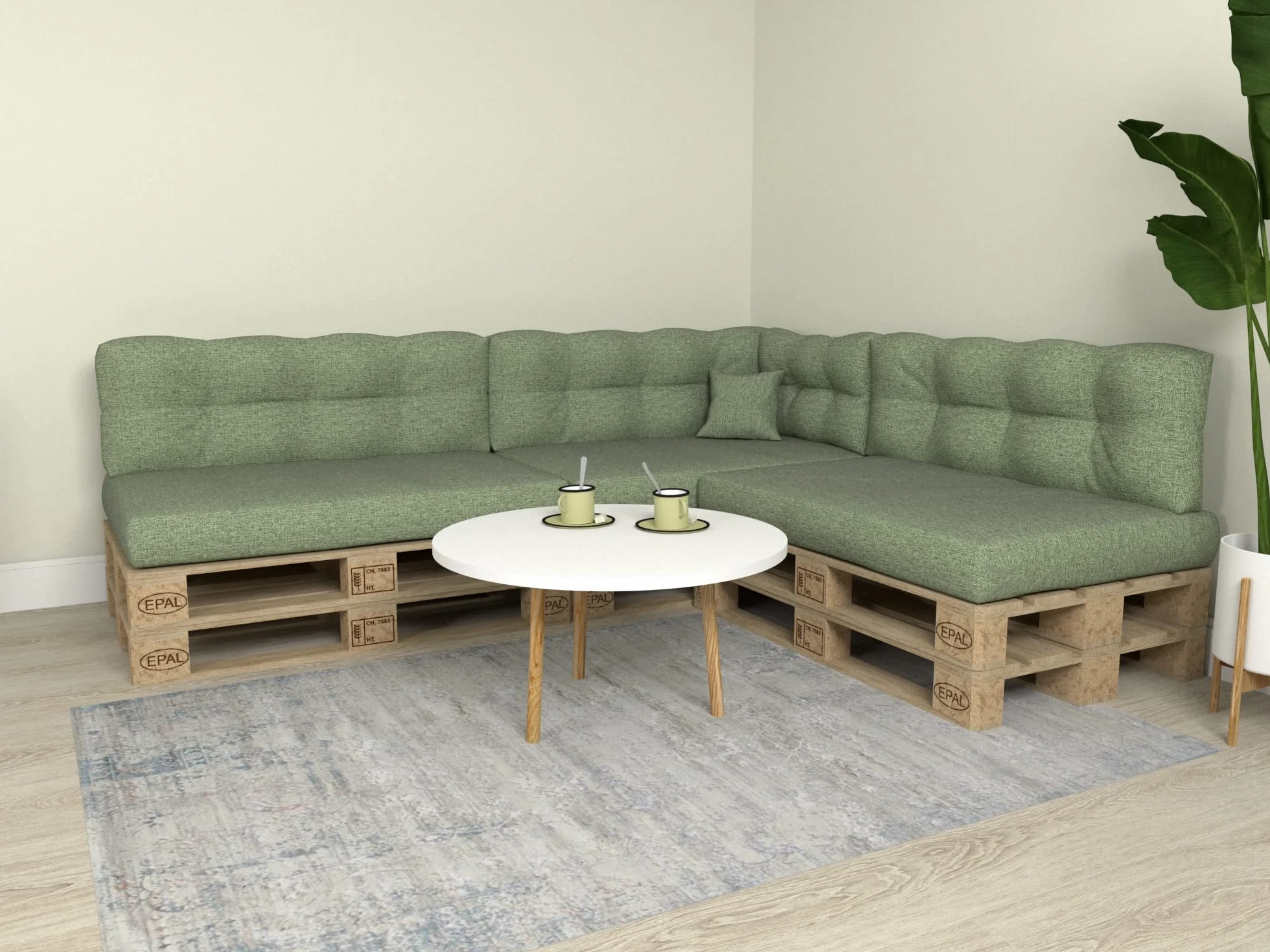 Set di Cuscini per Europallet 8 pezzi 120x80cm 120x40cm 60x40cm 40x40cm verde