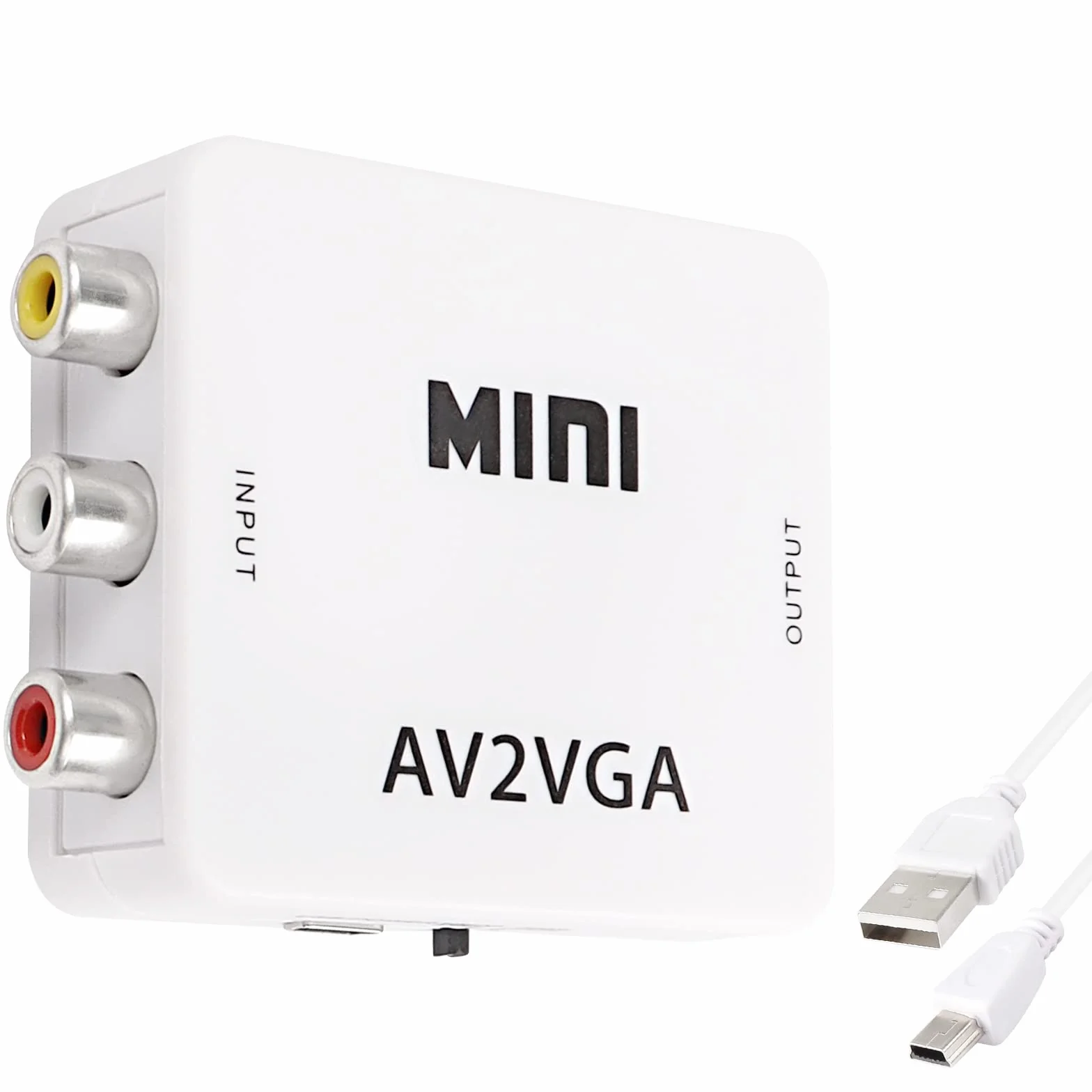 AV a VGA Adattatore Audio Video Converter, Composite AV a VGA + 3.5mm 1080p USB TV Video Playing Adapter