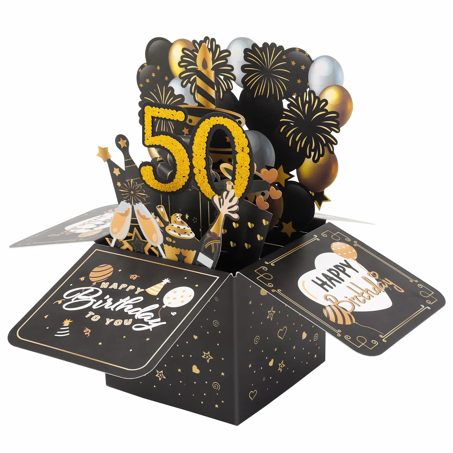 Coicok Biglietto Auguri 50 Anni Pop Up 3D Compleanno Uomo Donna Matrimonio