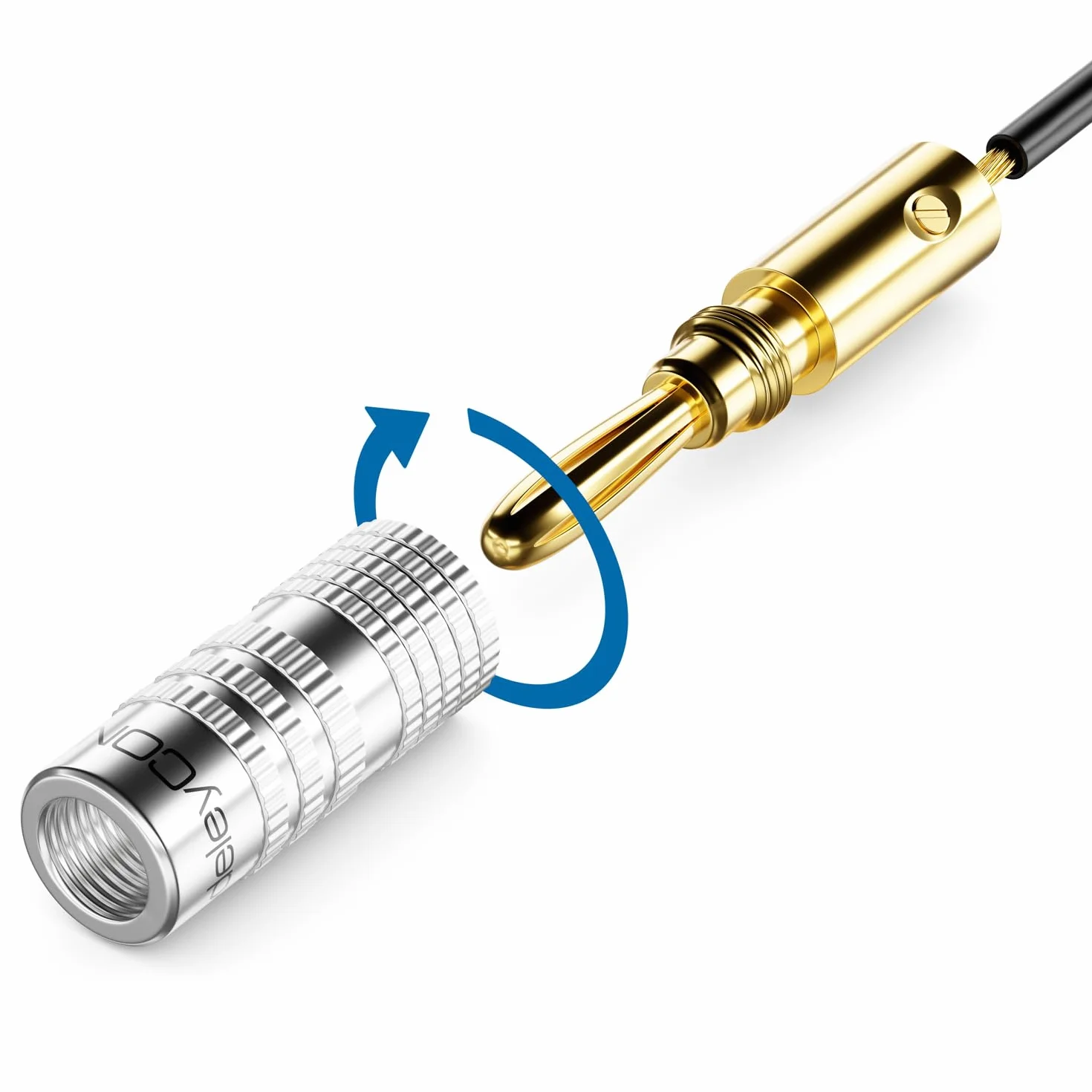 deleyCON 4 Pezzi Connettori a Banana Placcato Oro Avvitabile per Cavo Altoparlanti 0,75-4,5 mm Argento