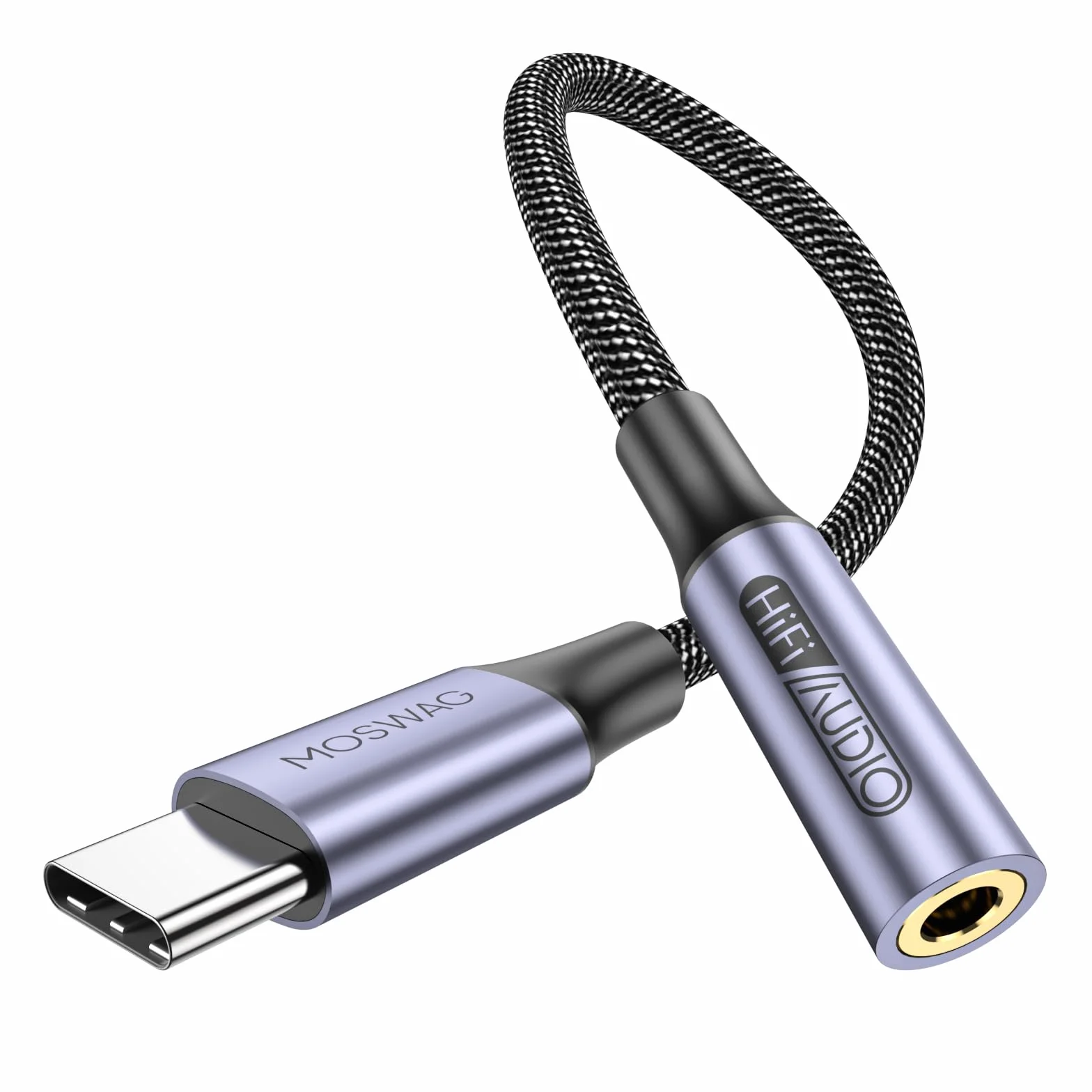 MOSWAG Adattatore per Cuffie USB C a 3.5 mm con DAC Integrato, Compatibile con iPhone 17 Pro Max Air Samsung Galaxy S26 S25 S24 XIAOMI Google Pixel