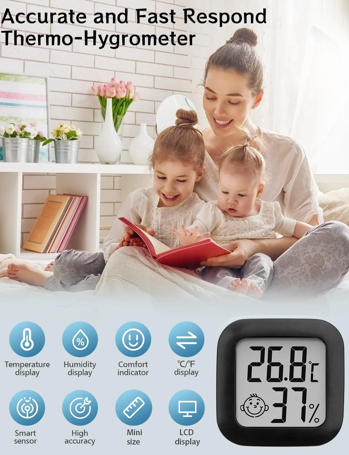 Termometro Igrometro Digitale, Monitor Temperatura Umidità Interno per Serra Stanza Casa